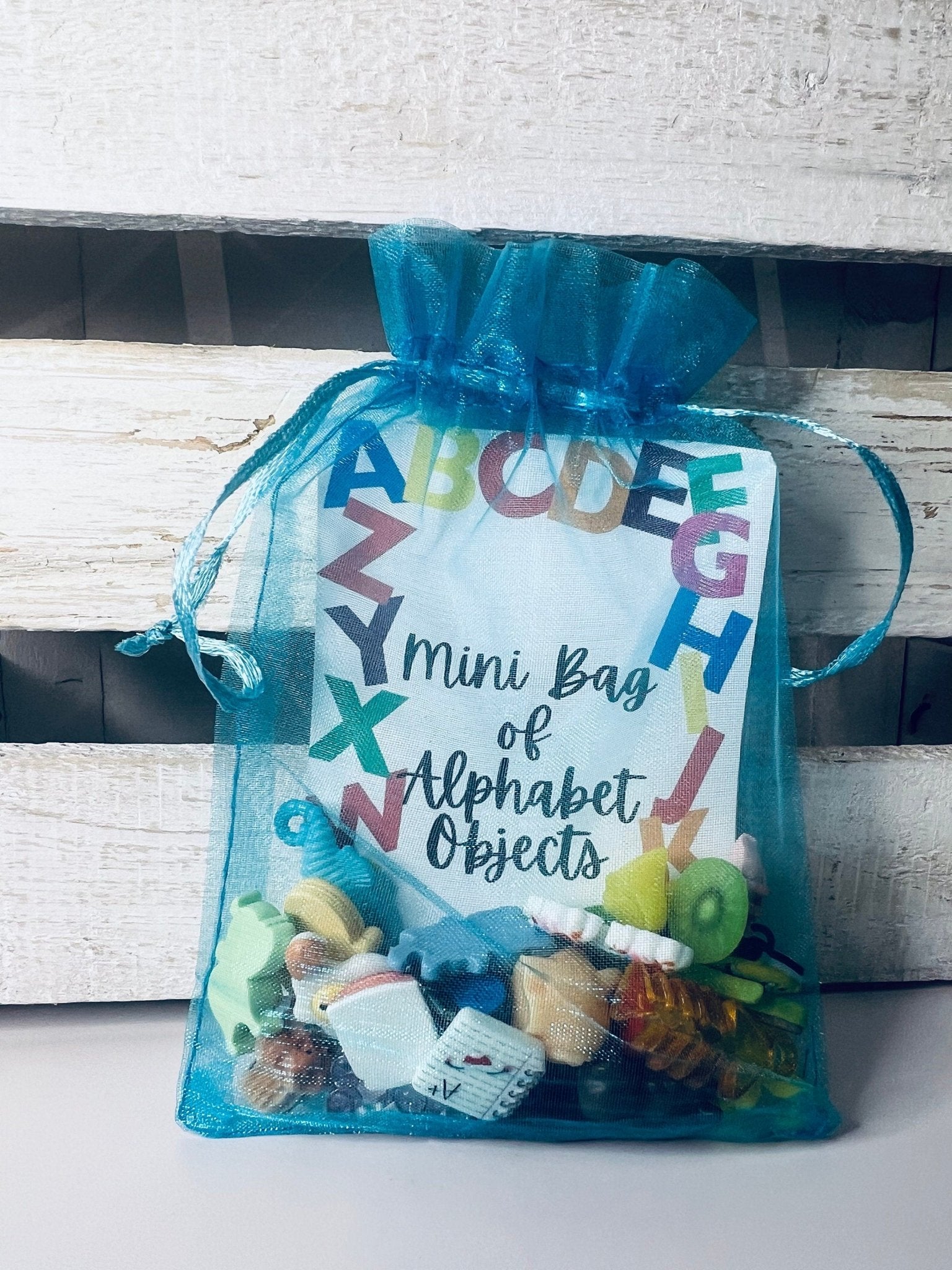Mini Alphabet Objects with Card in Gift bag - Mini ABC Gift - Speech and Smile