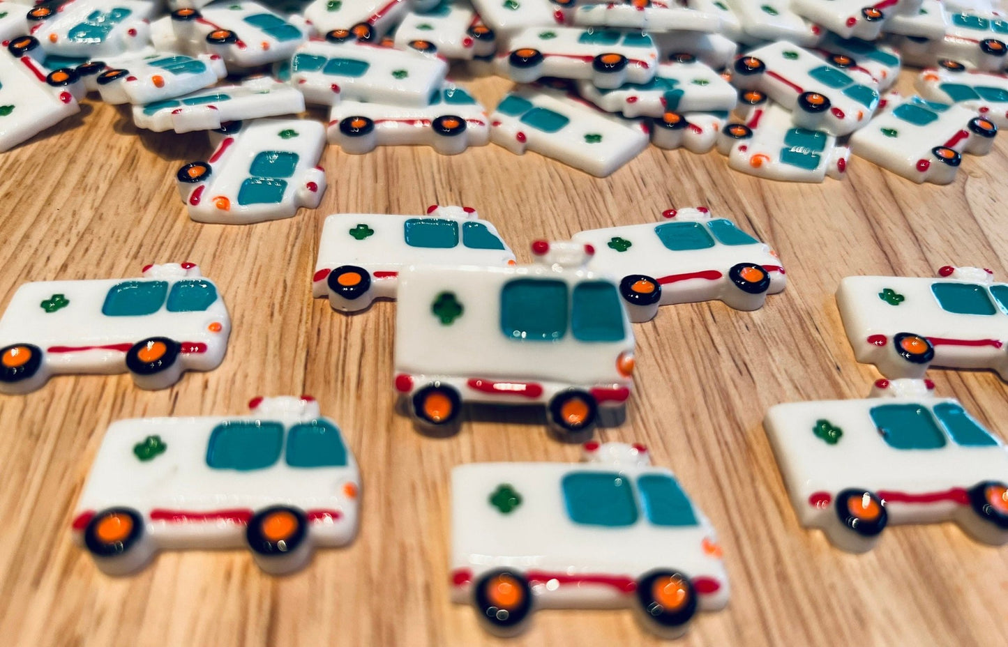 Mini Ambulance Object - Speech Therapy Mini Objects - Medical Theme Play Objects - Transportation Doodads Cabochons - Speech Therapy Trinkets SLP - Speech and Smile