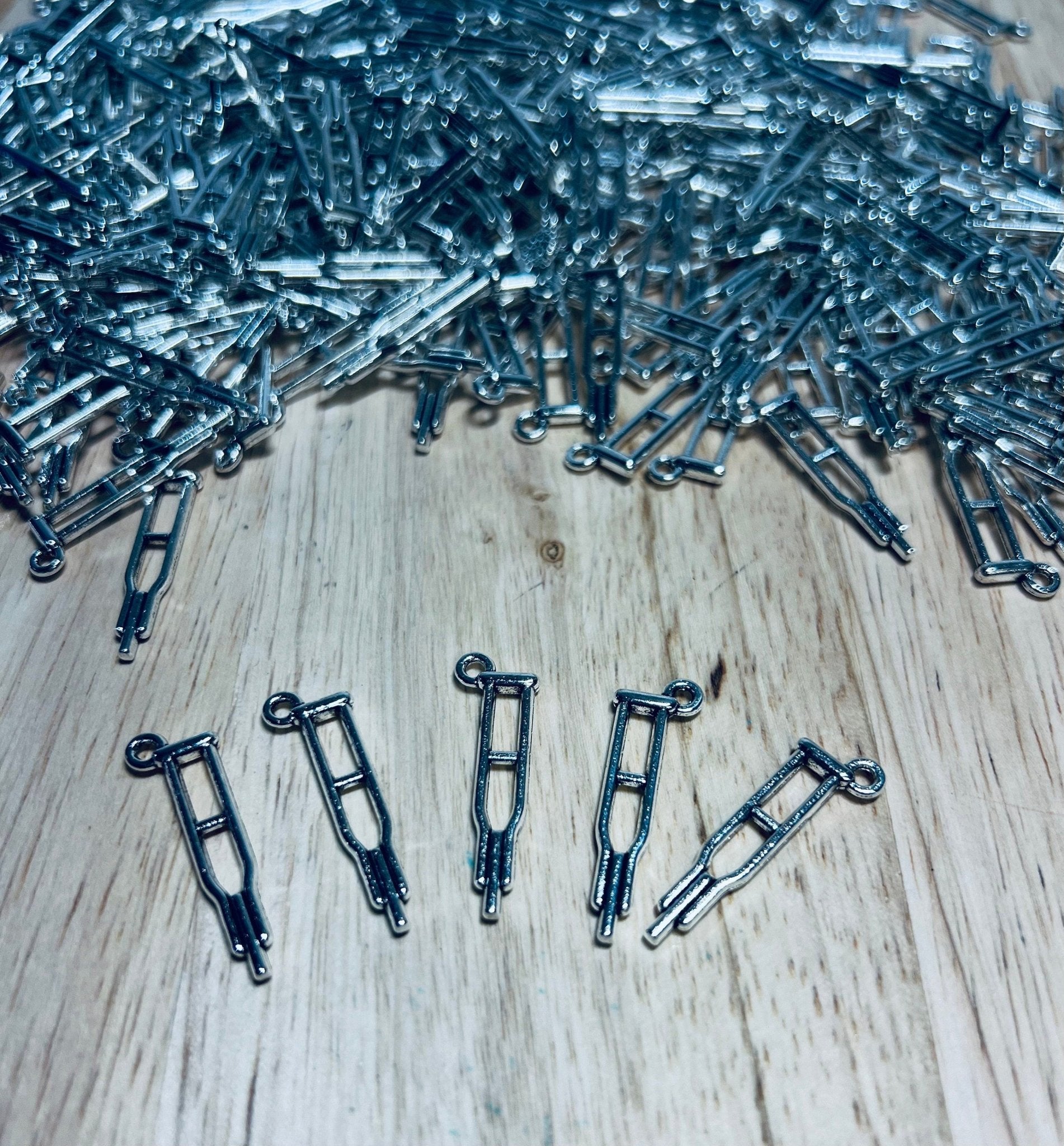 Mini CRUTCH Object - Medical Theme Objects - Speech Therapy Mini Objects - Mini Crutches Theme Objects - Silver Crutch Charm - Speech Sound CH - Speech and Smile