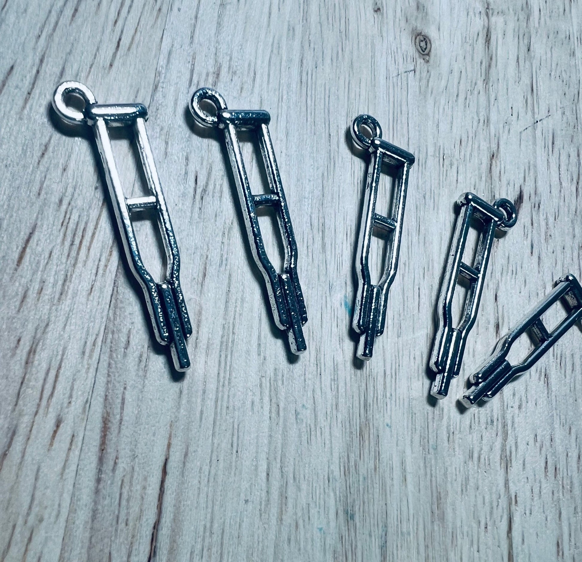 Mini CRUTCH Object - Medical Theme Objects - Speech Therapy Mini Objects - Mini Crutches Theme Objects - Silver Crutch Charm - Speech Sound CH - Speech and Smile