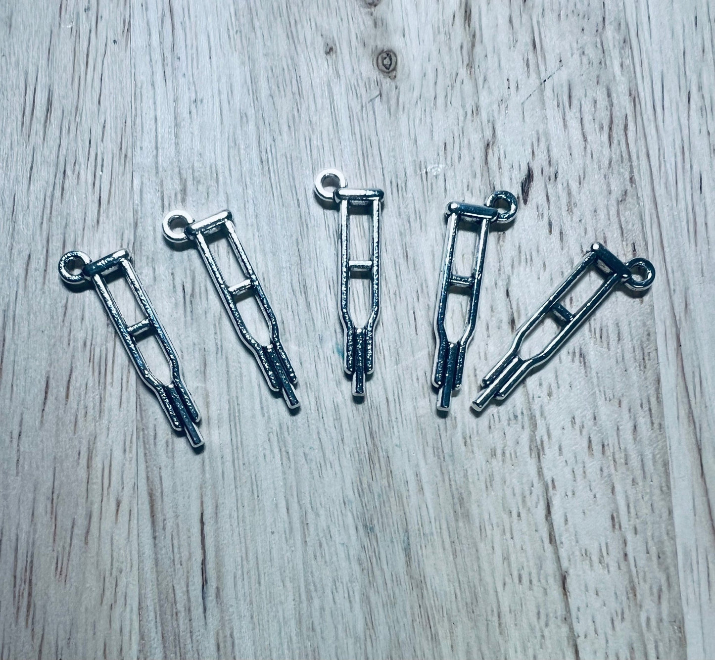 Mini CRUTCH Object - Medical Theme Objects - Speech Therapy Mini Objects - Mini Crutches Theme Objects - Silver Crutch Charm - Speech Sound CH - Speech and Smile