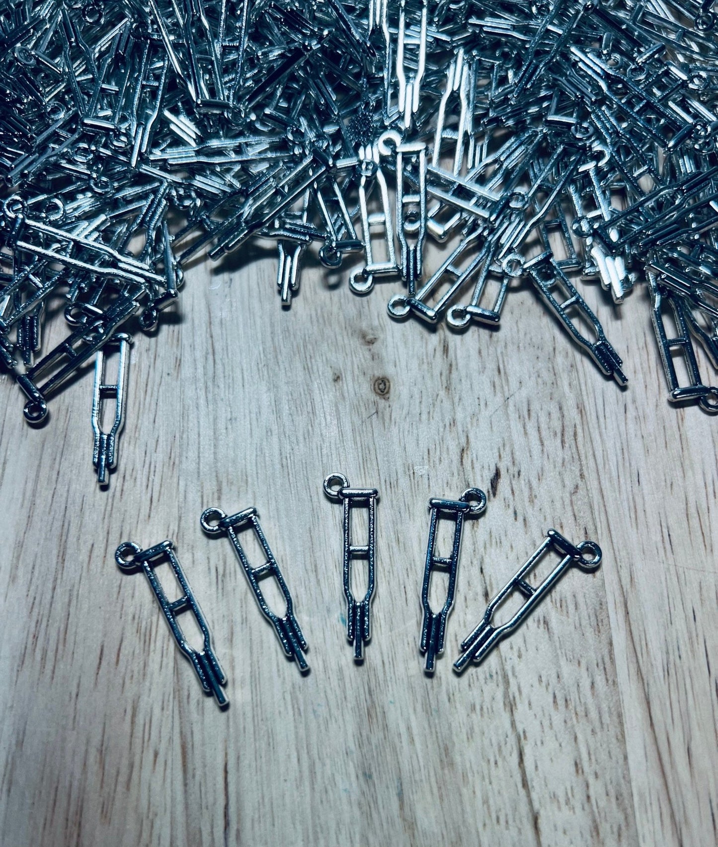 Mini CRUTCH Object - Medical Theme Objects - Speech Therapy Mini Objects - Mini Crutches Theme Objects - Silver Crutch Charm - Speech Sound CH - Speech and Smile