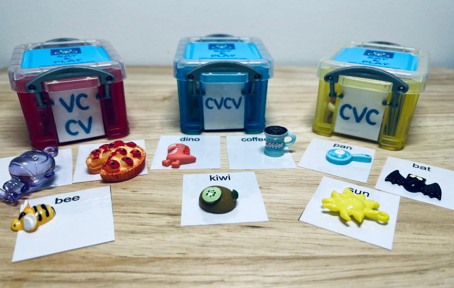 Mini Object Words for Speech Therapy CV - VC, CVC, CVCV CVCVC and Multi Syllable Objects - Say and Play Mini Objects Kit - Speech and Smile