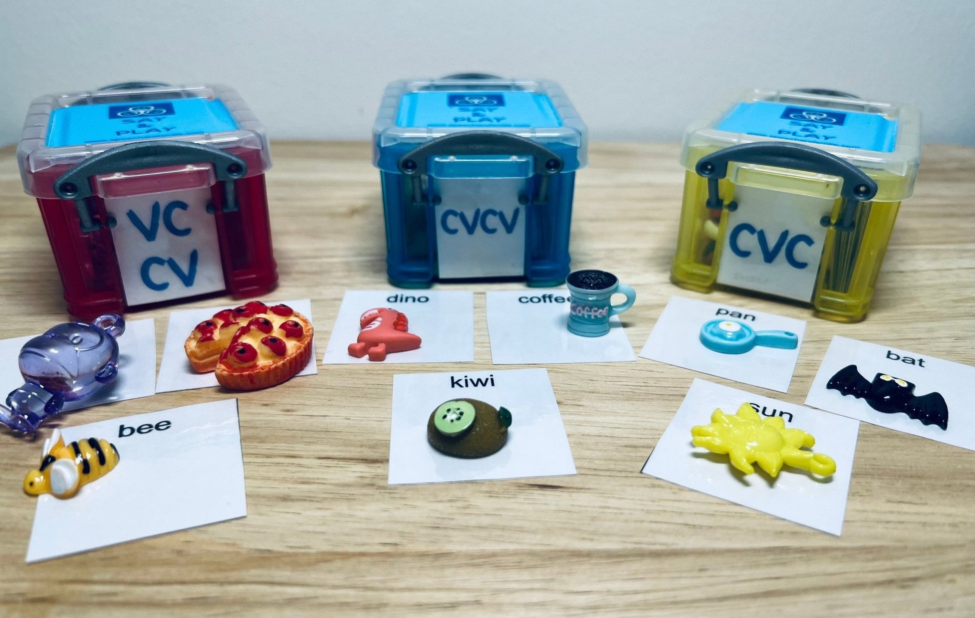 Mini Object Words for Speech Therapy CV - VC, CVC, CVCV CVCVC and Multi Syllable Objects - Say and Play Mini Objects Kit - Speech and Smile