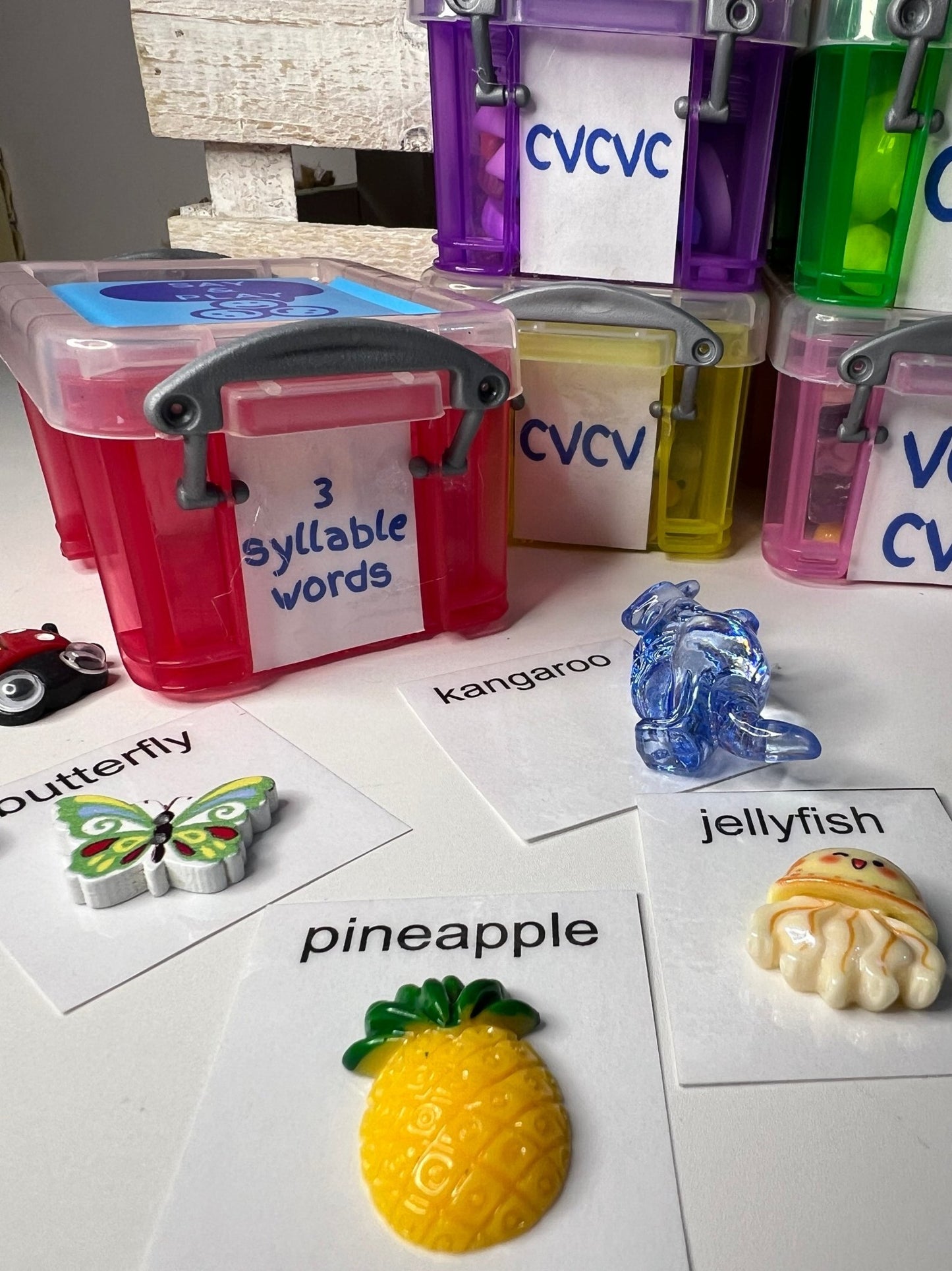 Mini Object Words for Speech Therapy CV - VC, CVC, CVCV CVCVC and Multi Syllable Objects - Say and Play Mini Objects Kit - Speech and Smile