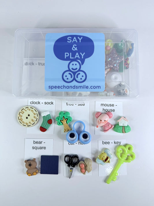 Mini Objects that RHYME Set - Speech Therapy Early Reading Activity with Trinkets - Speech and Smile