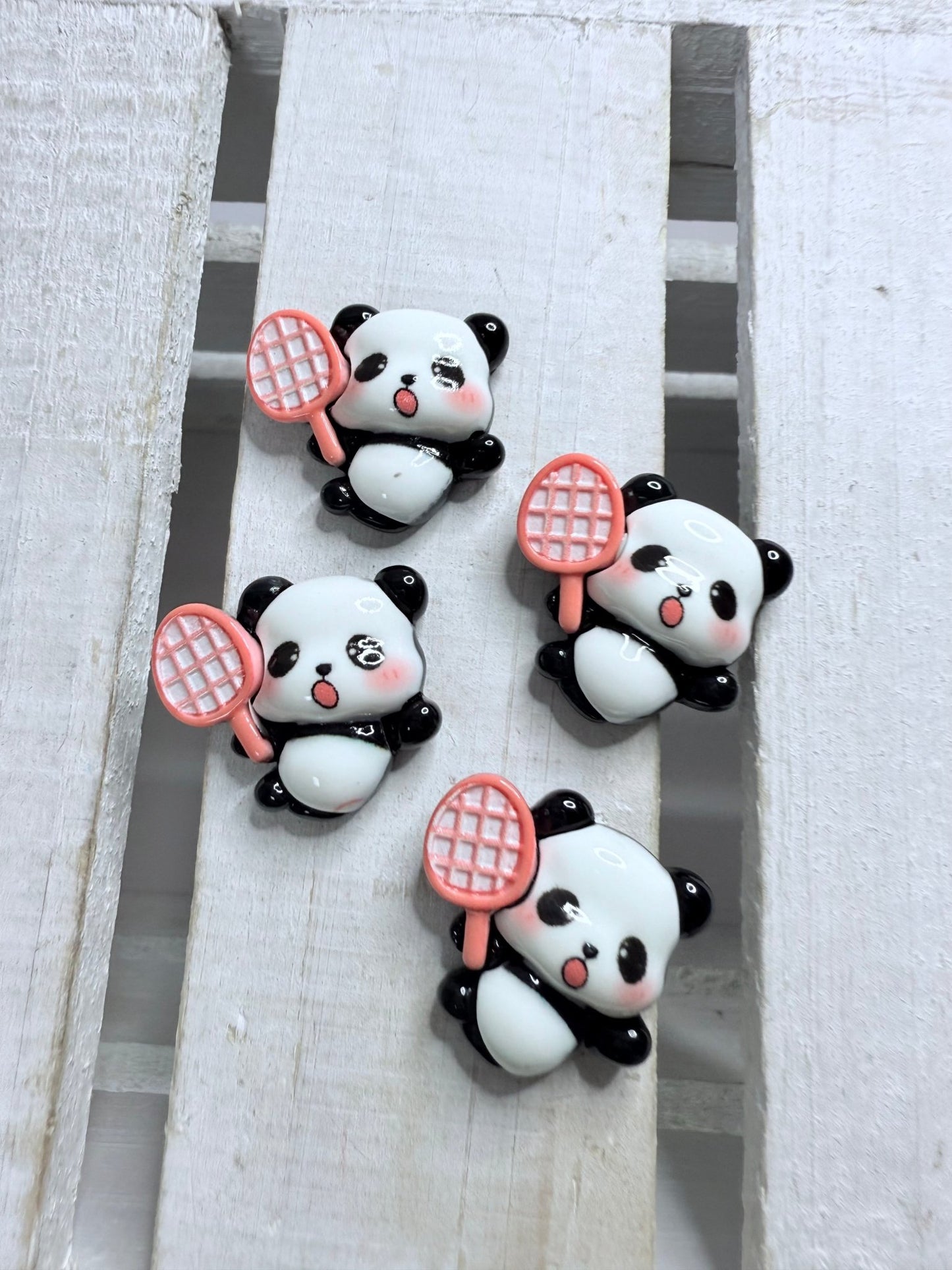Mini PANDA playing tennis Trinket Speech Mini Objects Verb Objects Summer Theme Minis - Speech and Smile