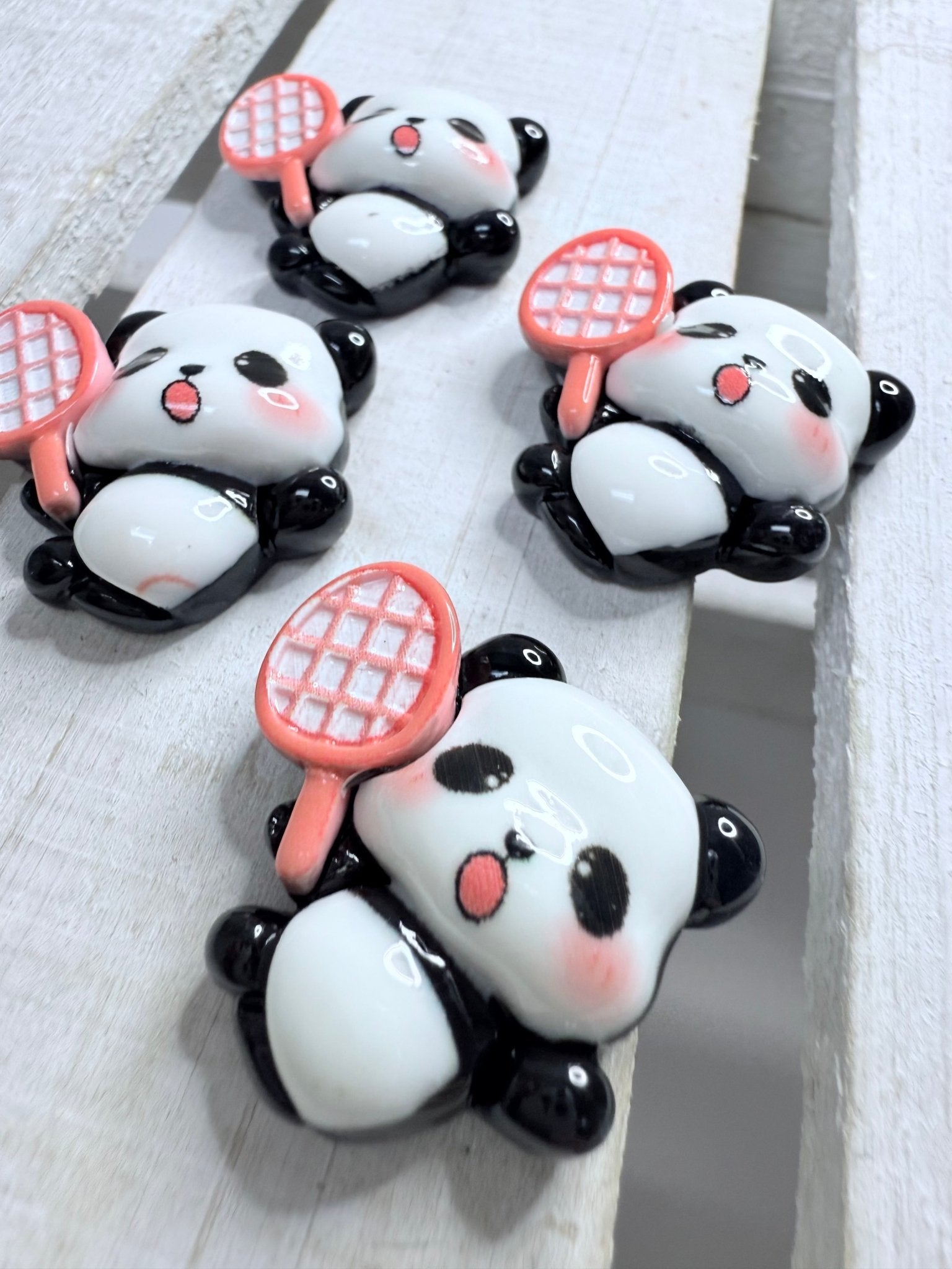 Mini PANDA playing tennis Trinket Speech Mini Objects Verb Objects Summer Theme Minis - Speech and Smile