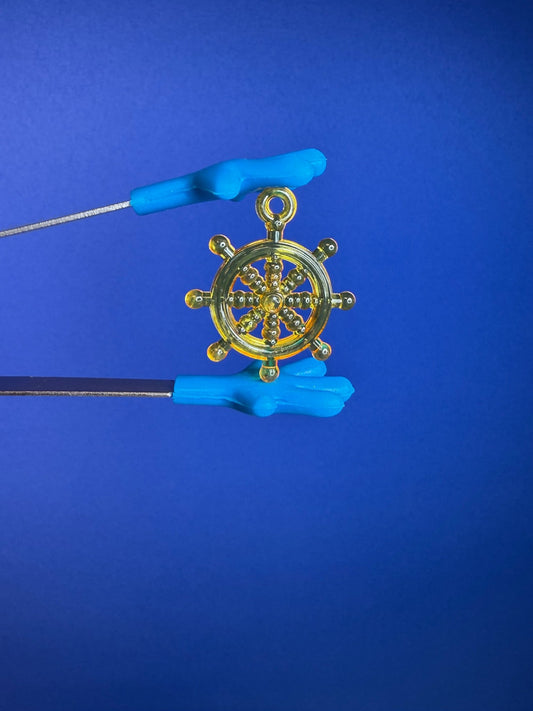 Mini Ship Wheel Object - Nautical Trinkets - Miniature Helm - Speech and Smile