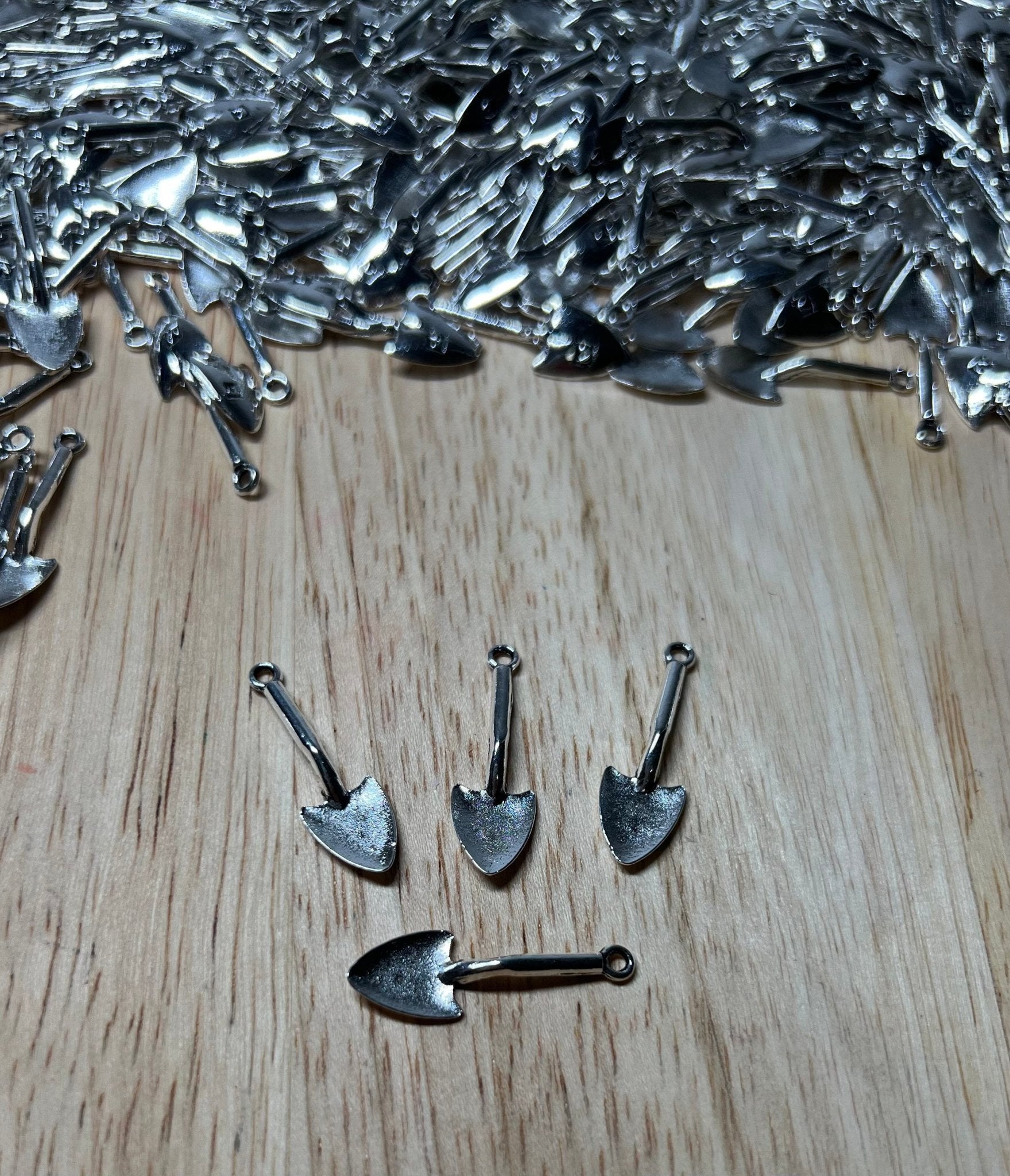 Mini SHOVEL Object - Garden Theme Object - Speech Therapy Mini Objects Construction Theme Objects - Silver Shovel Charm Object - Garden Tool Trinket - Speech and Smile