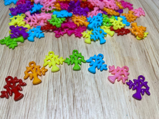 Mini TREE Objects - Color Sorting Trinkets - Speech Therapy Mini Objects - Nature Trinkets - Acrylic Tree Charms - Color Sorting Minis for Speech - Speech and Smile