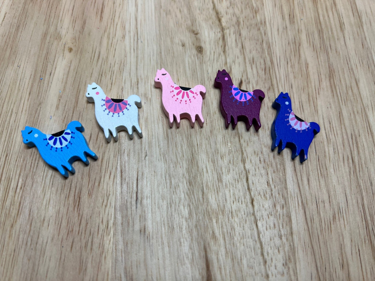 Miniature Alpaca Llama Object Wood Beads - Speech and Smile