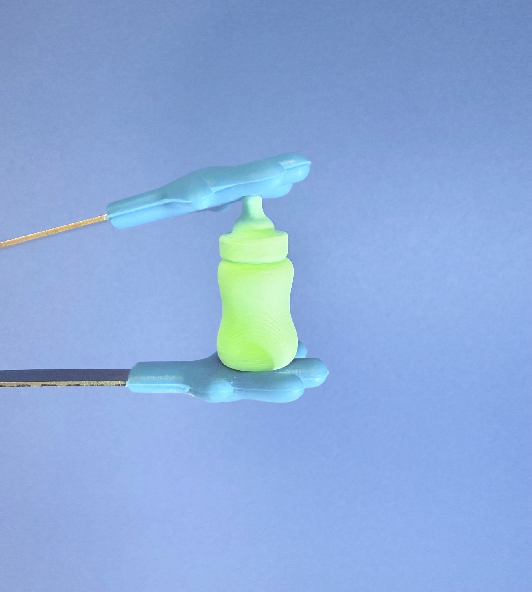 Miniature Baby Bottle trinket - Mini Green Baby Bottle Mini Objects - Speech and Smile