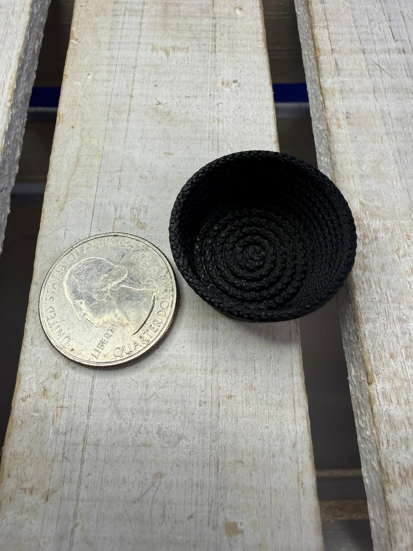 Miniature Black Rope Basket – Tiny Organizer for Dollhouse Decor - Speech and Smile