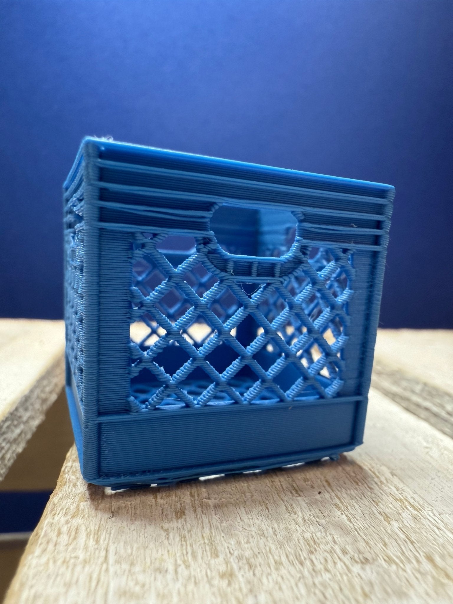 Miniature Blue Crate - Milk Crate Mini Object Box for Trinkets - Speech and Smile