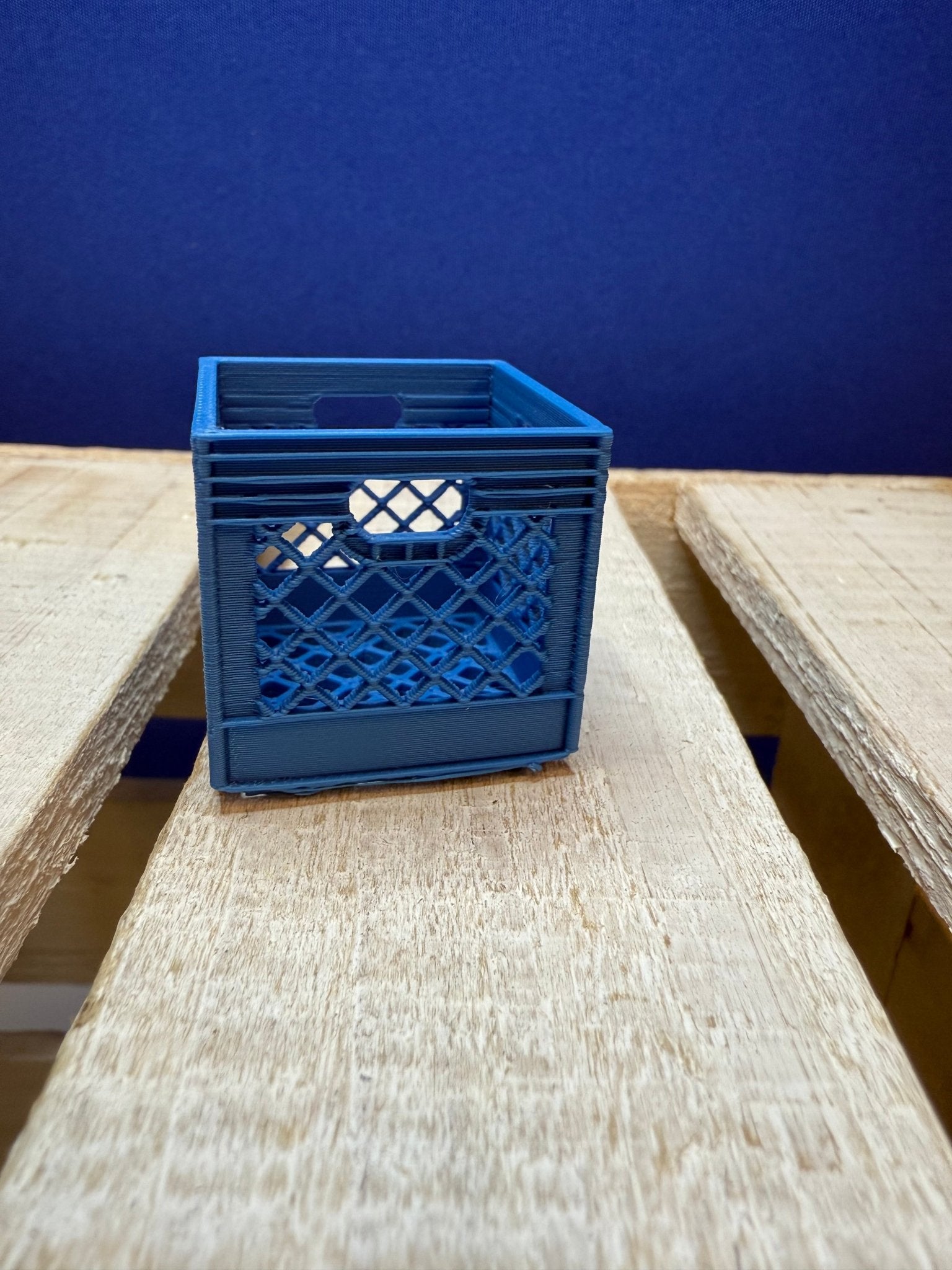 Miniature Blue Crate - Milk Crate Mini Object Box for Trinkets - Speech and Smile