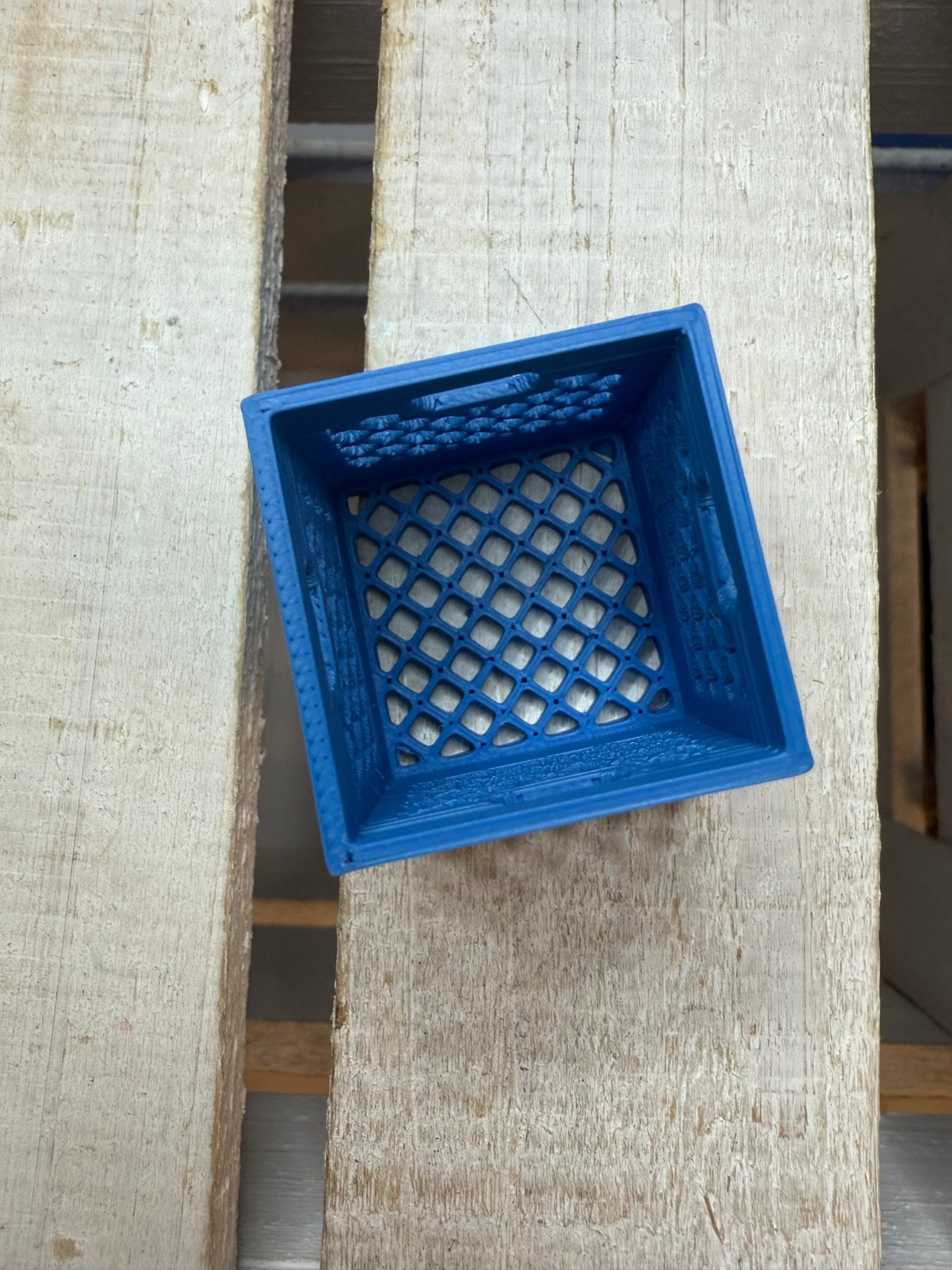 Miniature Blue Crate - Milk Crate Mini Object Box for Trinkets - Speech and Smile