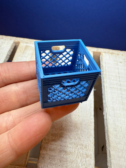 Miniature Blue Crate - Milk Crate Mini Object Box for Trinkets - Speech and Smile