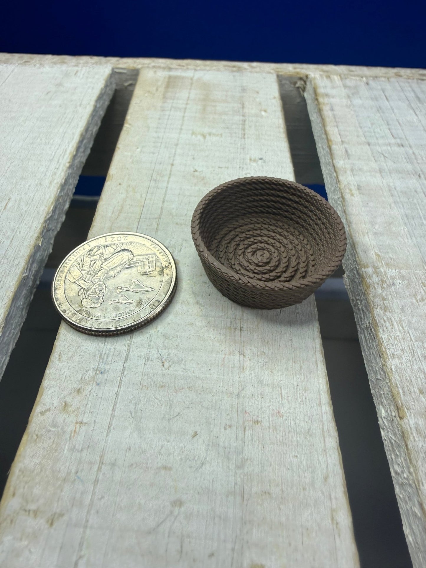 Miniature Brown Rope Basket – Tiny Organizer for Dollhouse Decor - Speech and Smile