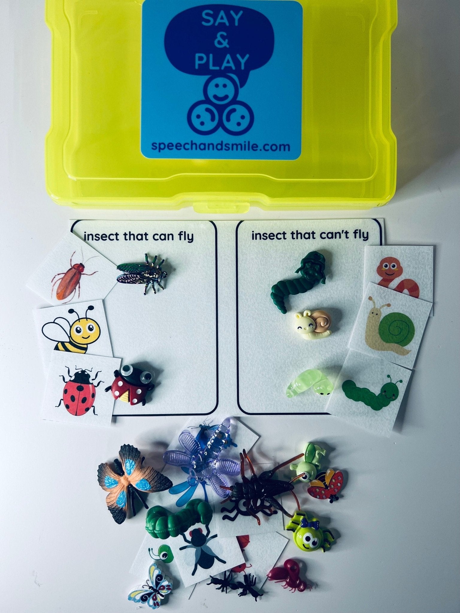 Miniature Bug Sorting Kit - Sorting Insect Objects - Preschool Sorting Task Box - Speech Therapy Mini Objects - Miniature Bug Trinkets - Speech and Smile