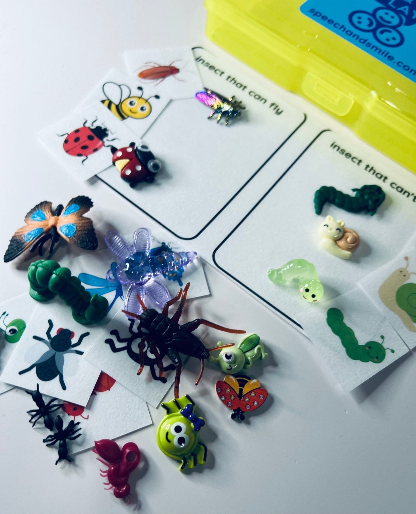 Miniature Bug Sorting Kit - Sorting Insect Objects - Preschool Sorting Task Box - Speech Therapy Mini Objects - Miniature Bug Trinkets - Speech and Smile