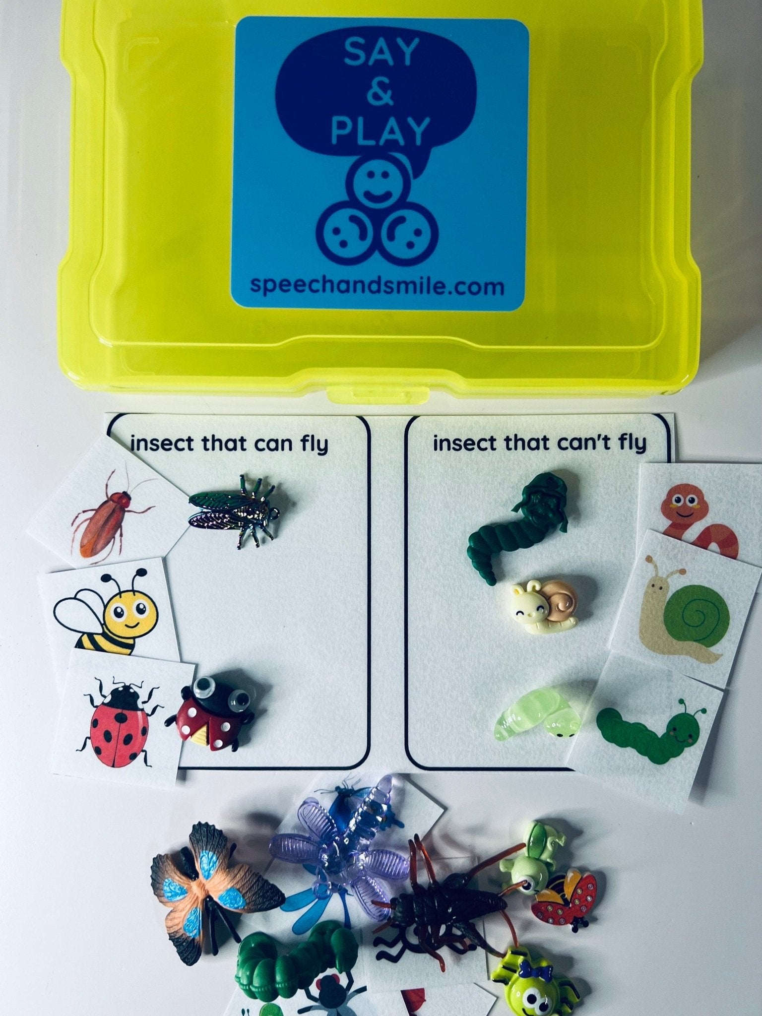 Miniature Bug Sorting Kit - Sorting Insect Objects - Preschool Sorting Task Box - Speech Therapy Mini Objects - Miniature Bug Trinkets - Speech and Smile