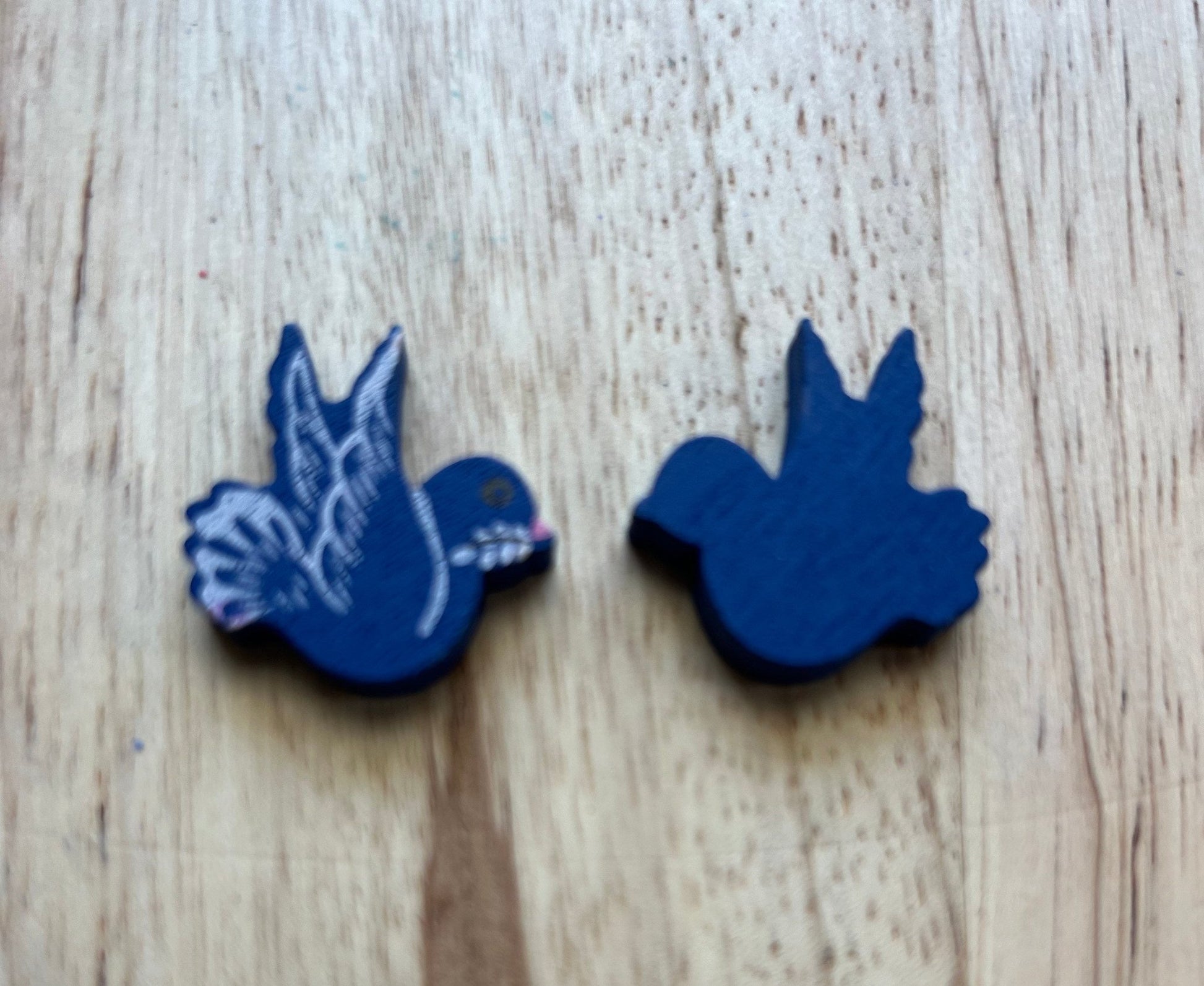Miniature Dove Trinket - Wood Dove Bead - Mini Bird Trinket - Minis for Speech Therapy - Trinkets - Wood Beads - Doodads - Bird Beads - Speech and Smile