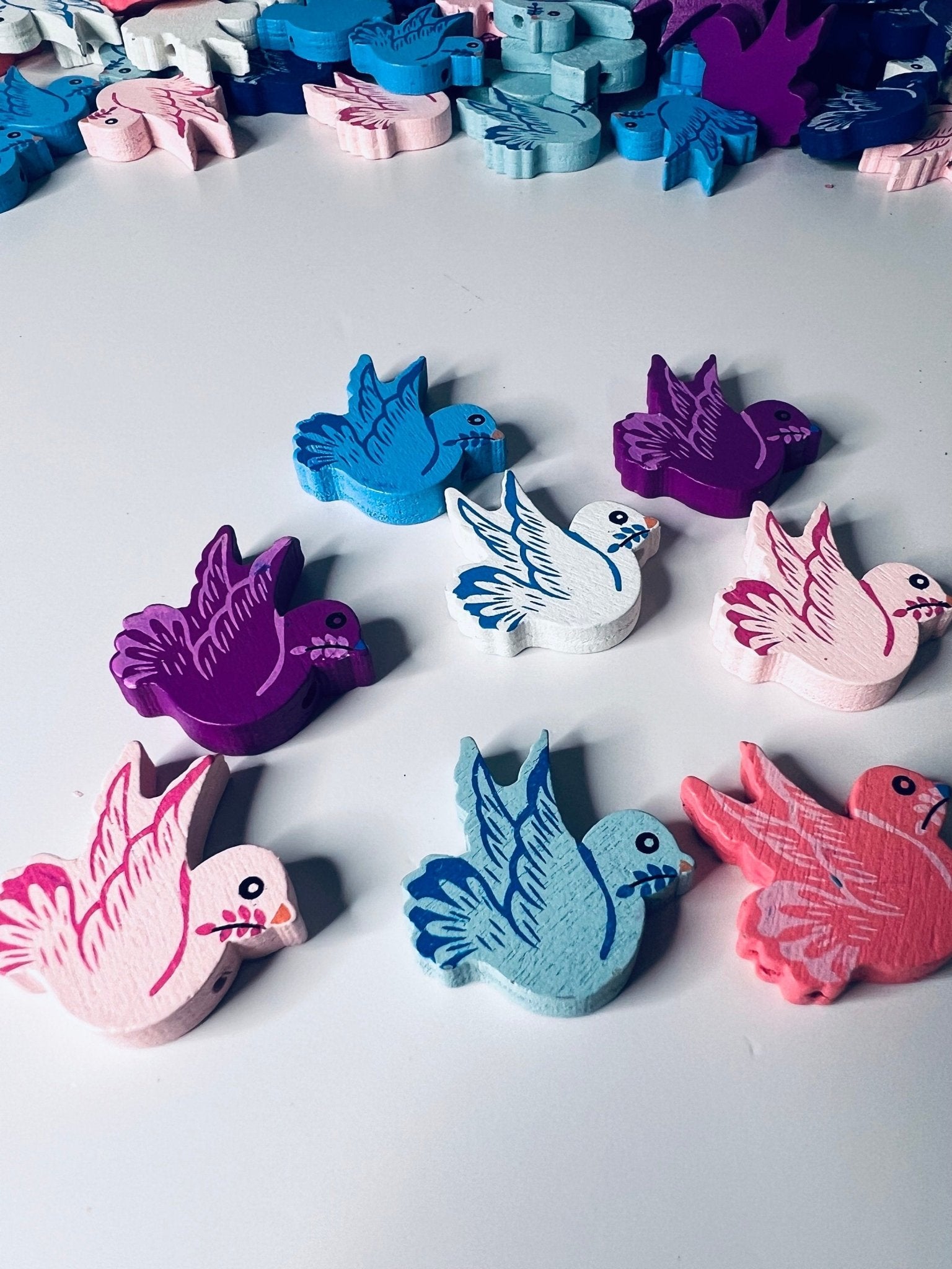 Miniature Dove Trinket - Wood Dove Bead - Mini Bird Trinket - Minis for Speech Therapy - Trinkets - Wood Beads - Doodads - Bird Beads - Speech and Smile
