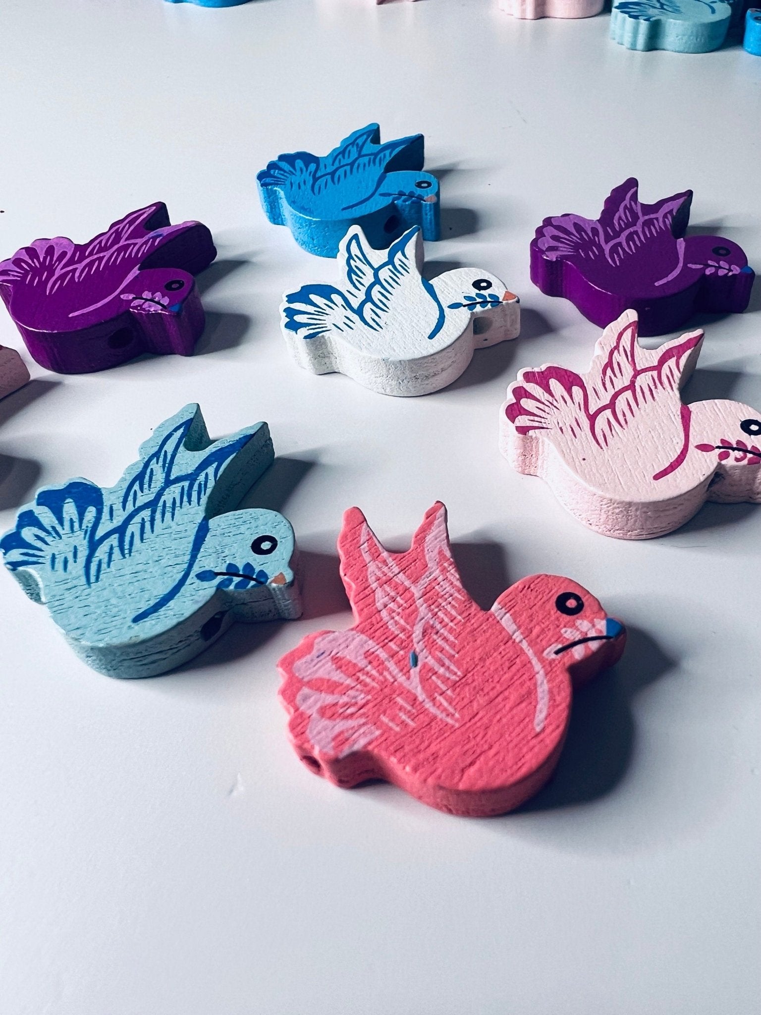 Miniature Dove Trinket - Wood Dove Bead - Mini Bird Trinket - Minis for Speech Therapy - Trinkets - Wood Beads - Doodads - Bird Beads - Speech and Smile