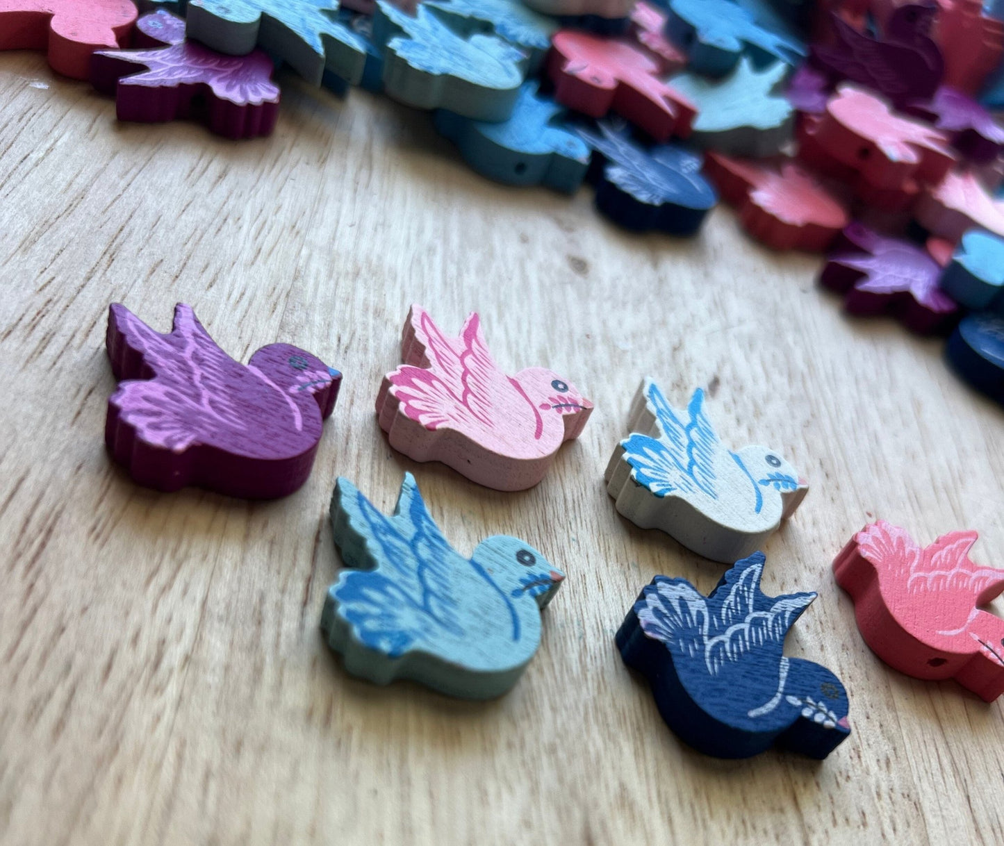 Miniature Dove Trinket - Wood Dove Bead - Mini Bird Trinket - Minis for Speech Therapy - Trinkets - Wood Beads - Doodads - Bird Beads - Speech and Smile
