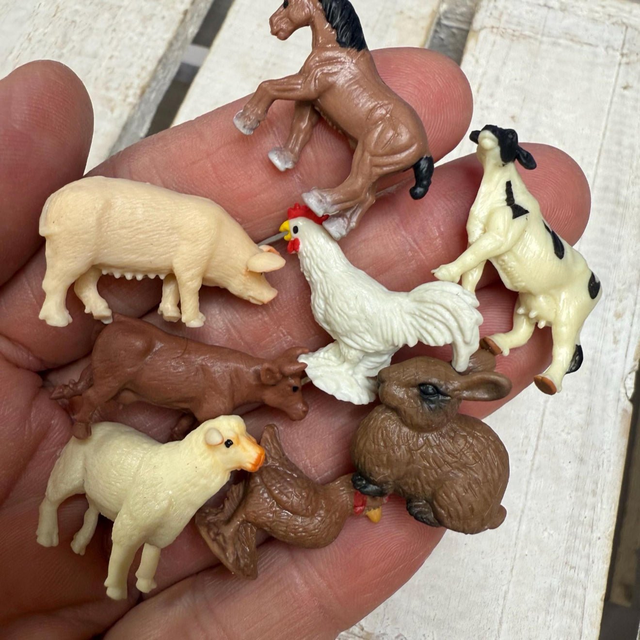 Miniature Farm Animal Figurines ALL 8 Realistic Mini Figures Good Luck Minis - Speech and Smile