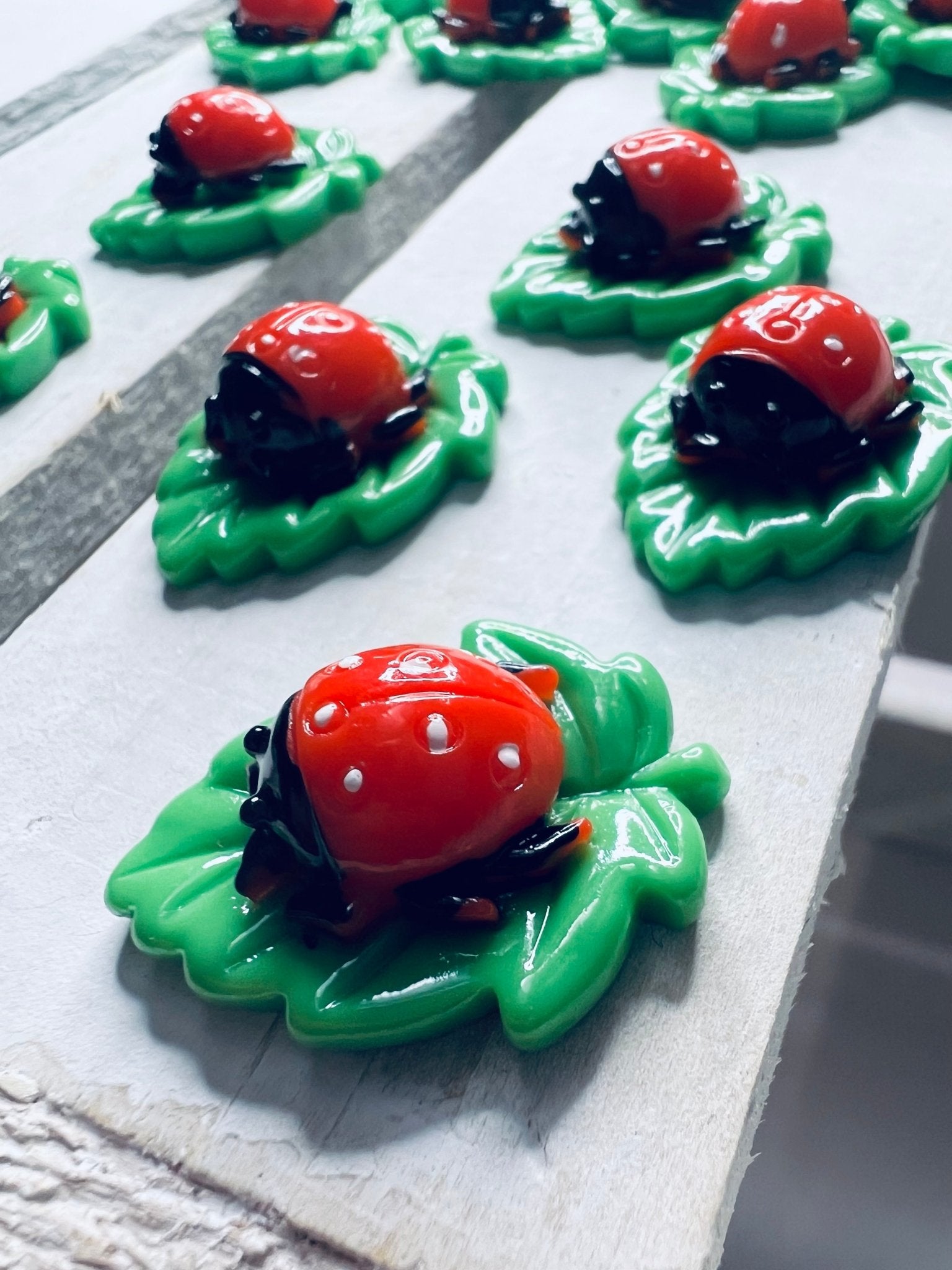 Miniature Ladybug on a Leaf Trinkets Ladybug Mini Objects Speech Therapy Montessori Sound Objects - Speech and Smile