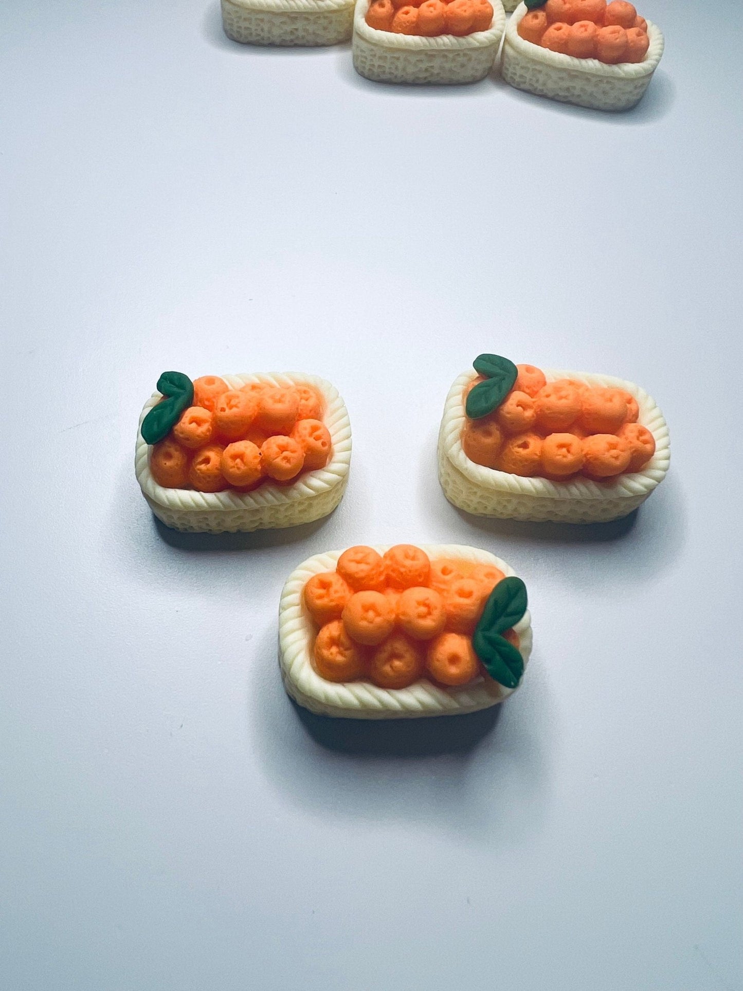 Miniature Oranges Basket Fruit Trinkets - Mini Objects Speech Montessori - Mini Mandarin Trinket - Fruit Miniature Objects for Dollhouse - Speech and Smile