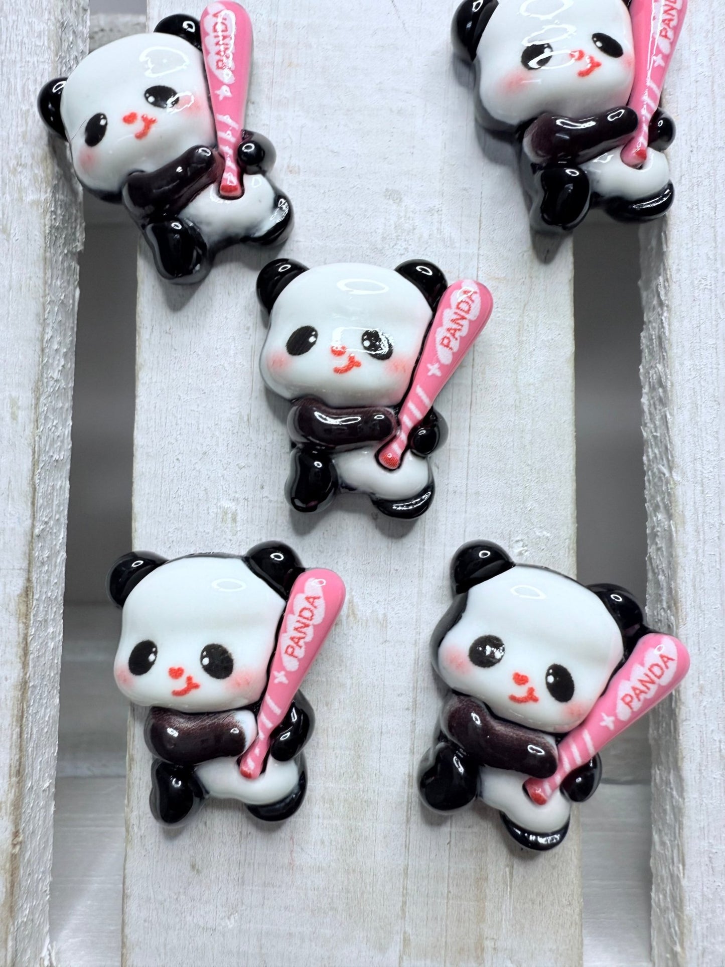 Miniature PANDA playing baseball Trinket Speech Mini Objects Verb Objects Summer Theme Minis - Speech and Smile