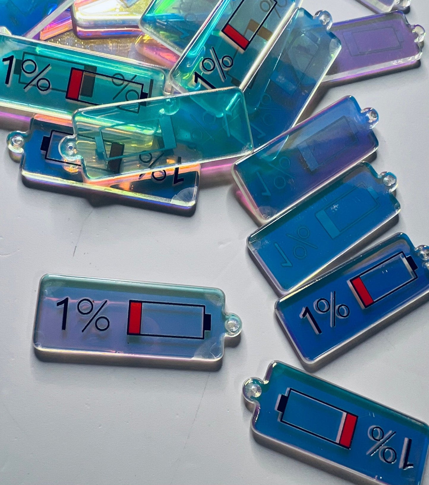 Miniature Phone Battery Charge Charm - CH is for CHarge - Phone Trinket - Mini Phone Charge Object - Digraph Mini Objects - 1 % Battery Charm Object - Speech and Smile