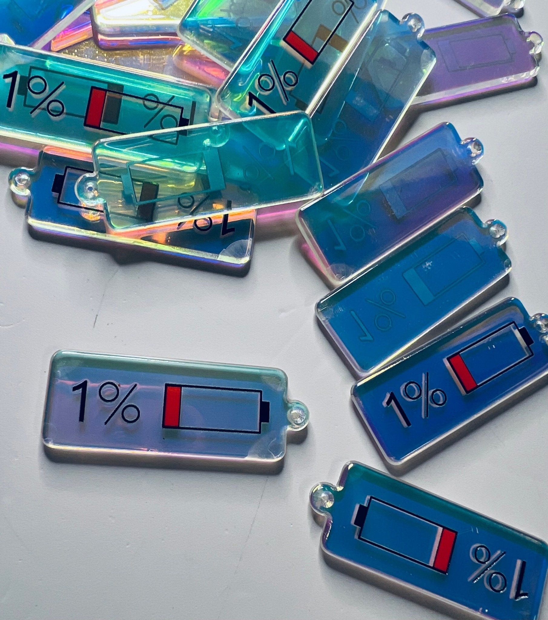 Miniature Phone Battery Charge Charm - CH is for CHarge - Phone Trinket - Mini Phone Charge Object - Digraph Mini Objects - 1 % Battery Charm Object - Speech and Smile