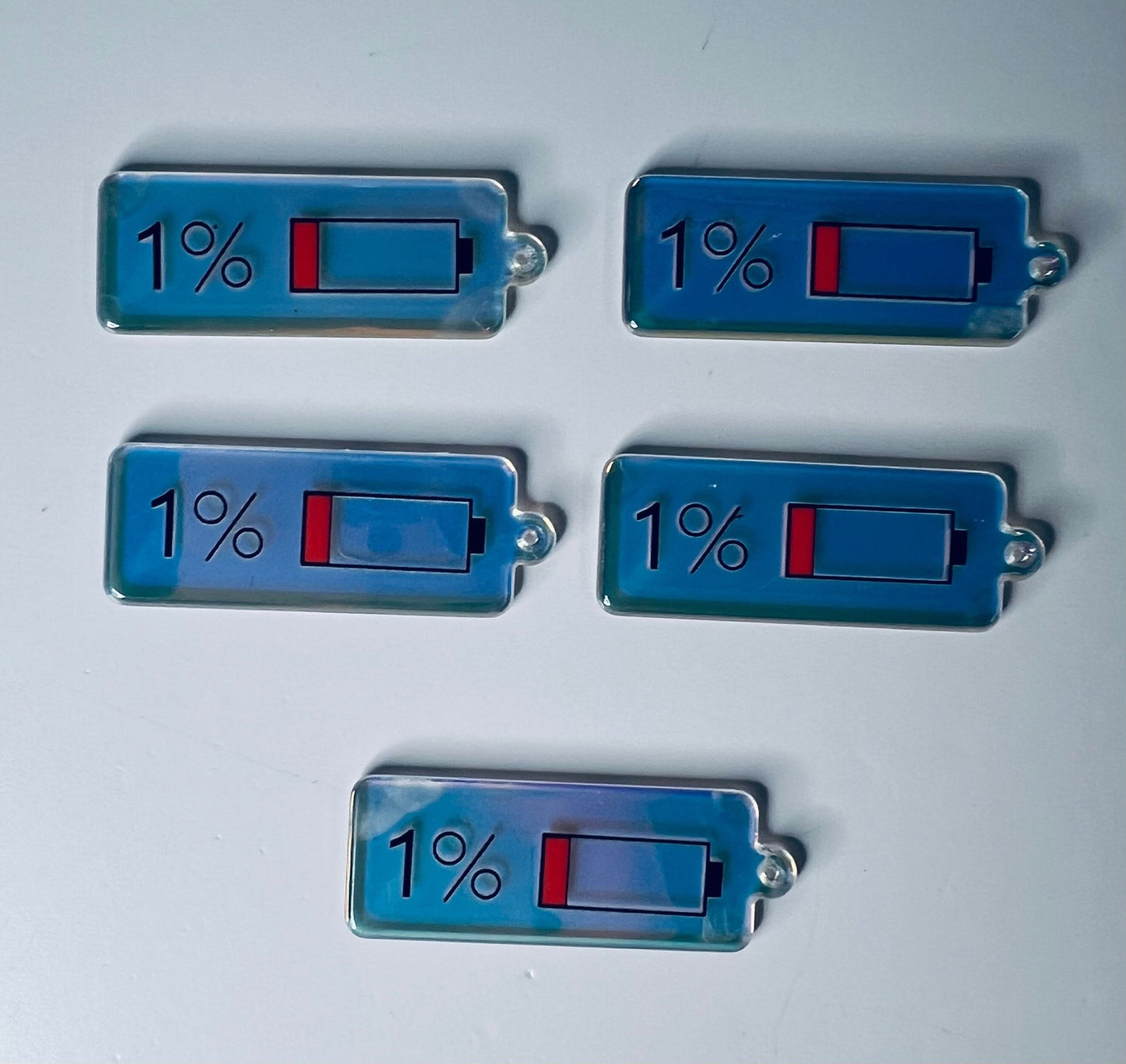 Miniature Phone Battery Charge Charm - CH is for CHarge - Phone Trinket - Mini Phone Charge Object - Digraph Mini Objects - 1 % Battery Charm Object - Speech and Smile