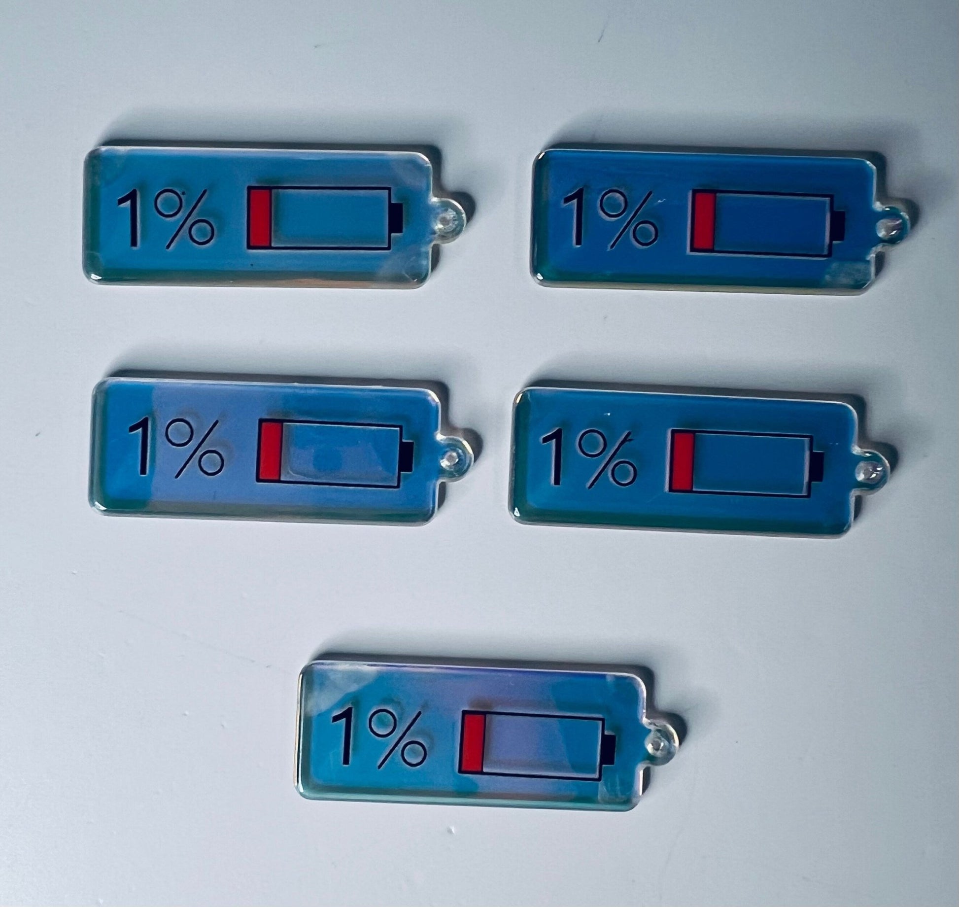 Miniature Phone Battery Charge Charm - CH is for CHarge - Phone Trinket - Mini Phone Charge Object - Digraph Mini Objects - 1 % Battery Charm Object - Speech and Smile