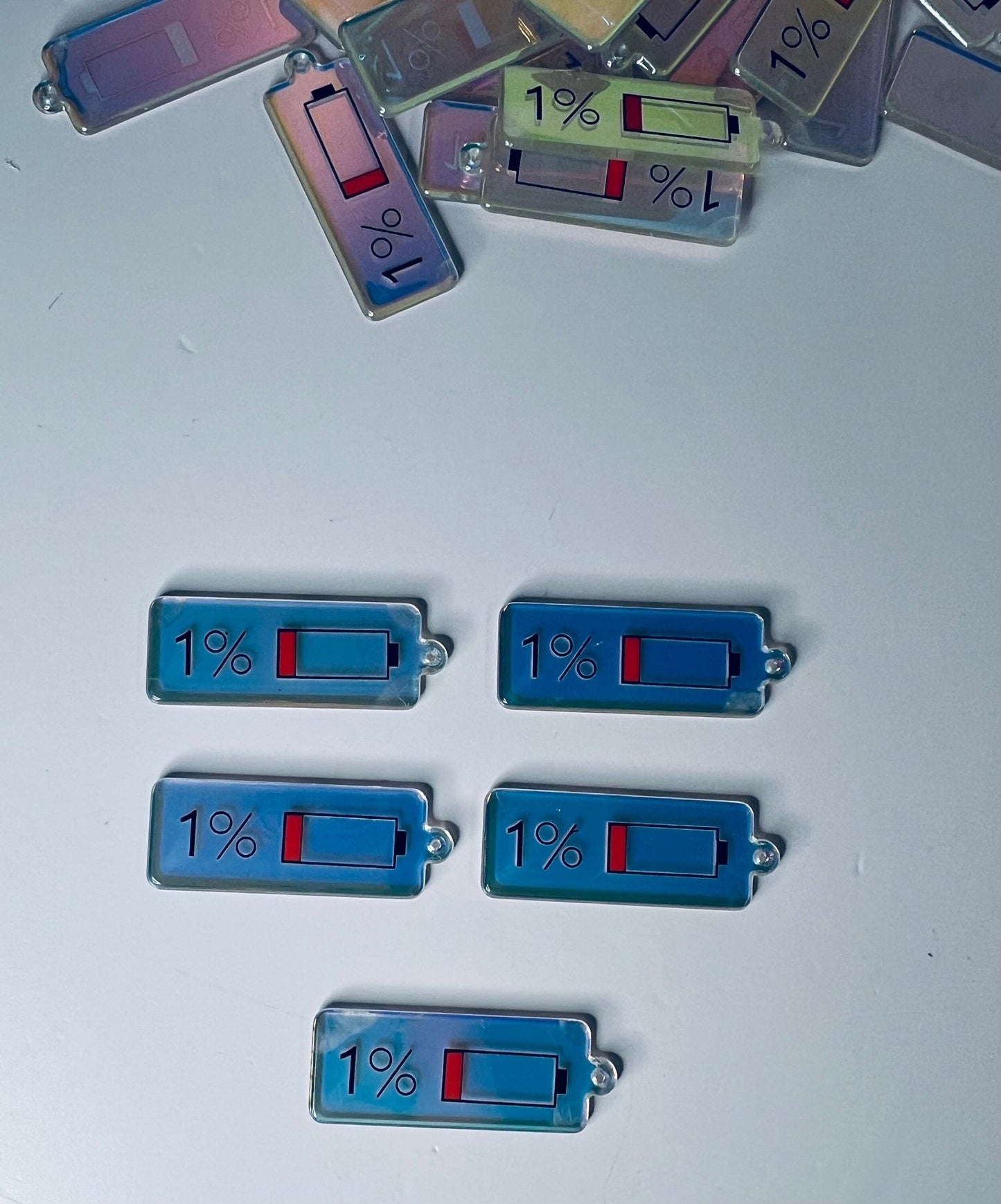 Miniature Phone Battery Charge Charm - CH is for CHarge - Phone Trinket - Mini Phone Charge Object - Digraph Mini Objects - 1 % Battery Charm Object - Speech and Smile