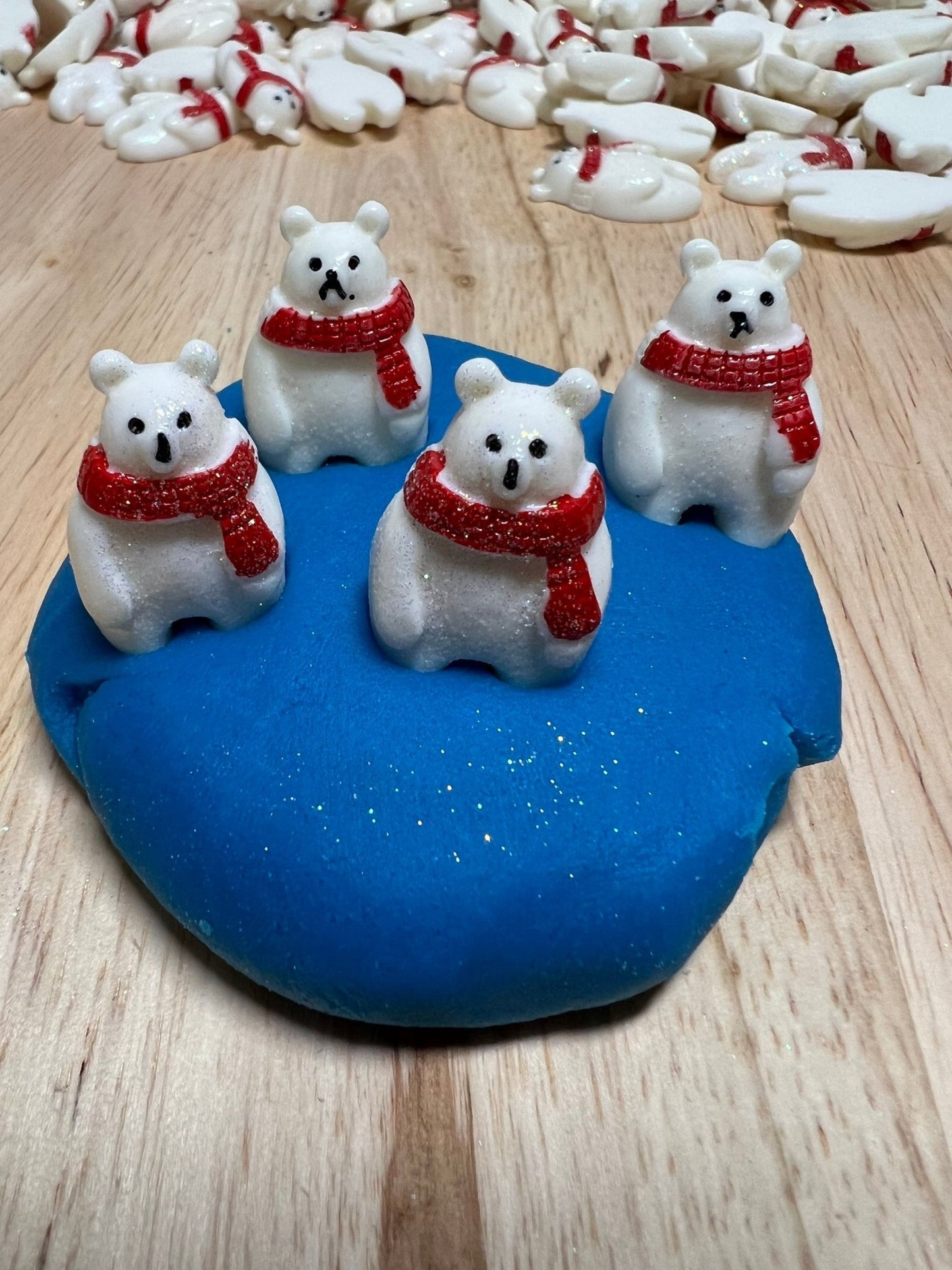 Miniature POLAR BEAR Trinkets - Arctic Theme Mini Objects - Winter Theme Trinkets - Doodads - Winter Animal Theme Objects - Speech and Smile