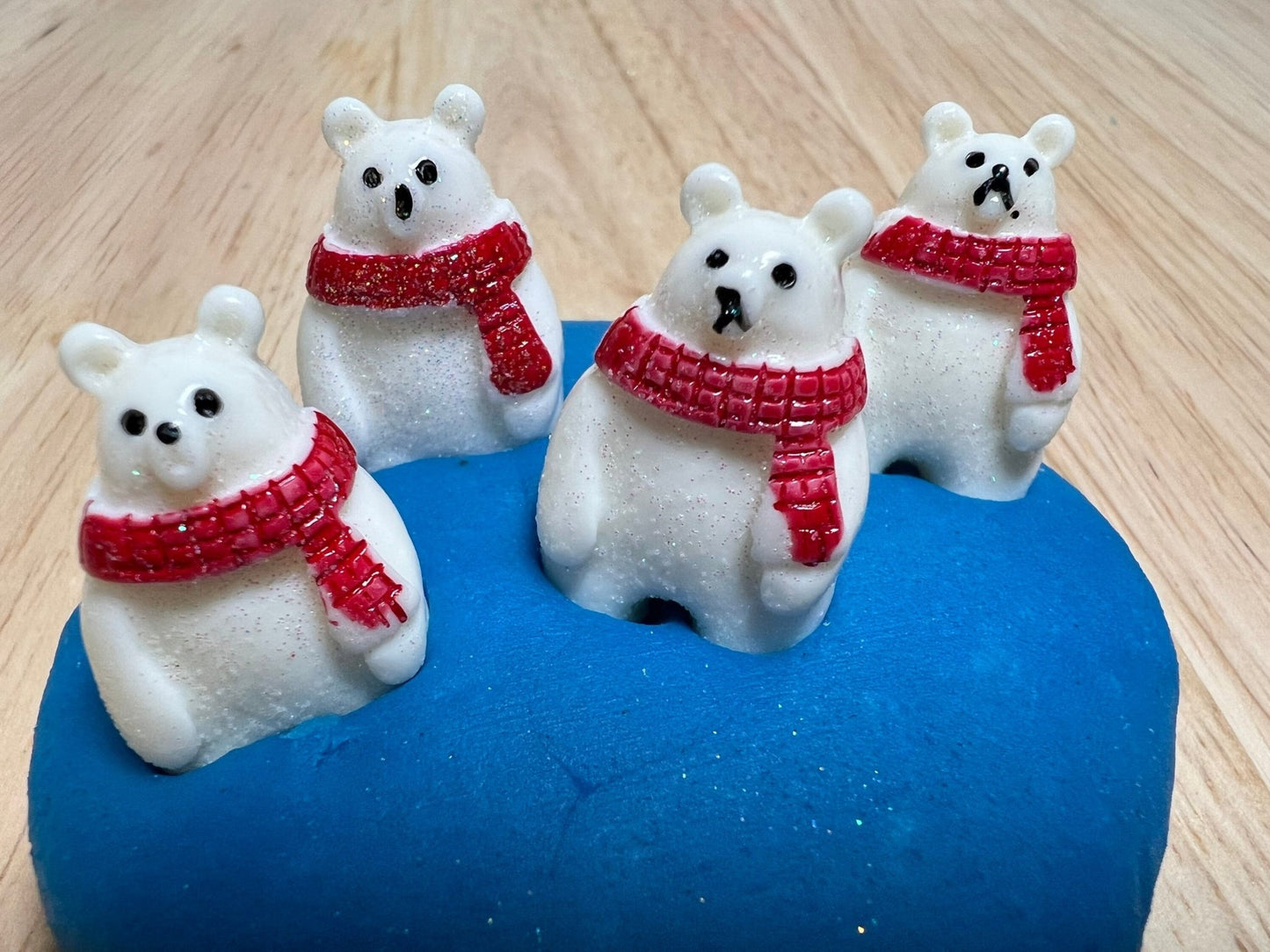 Miniature POLAR BEAR Trinkets - Arctic Theme Mini Objects - Winter Theme Trinkets - Doodads - Winter Animal Theme Objects - Speech and Smile