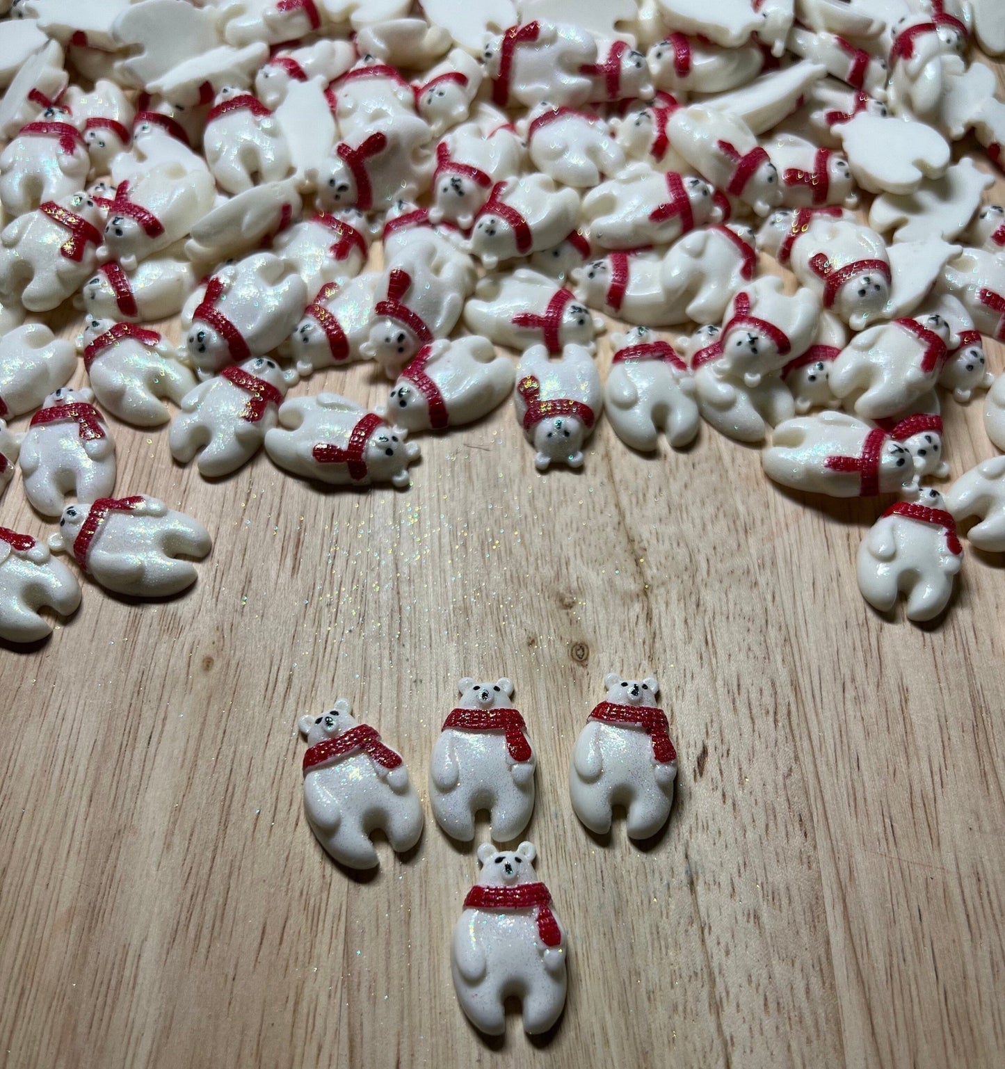 Miniature POLAR BEAR Trinkets - Arctic Theme Mini Objects - Winter Theme Trinkets - Doodads - Winter Animal Theme Objects - Speech and Smile