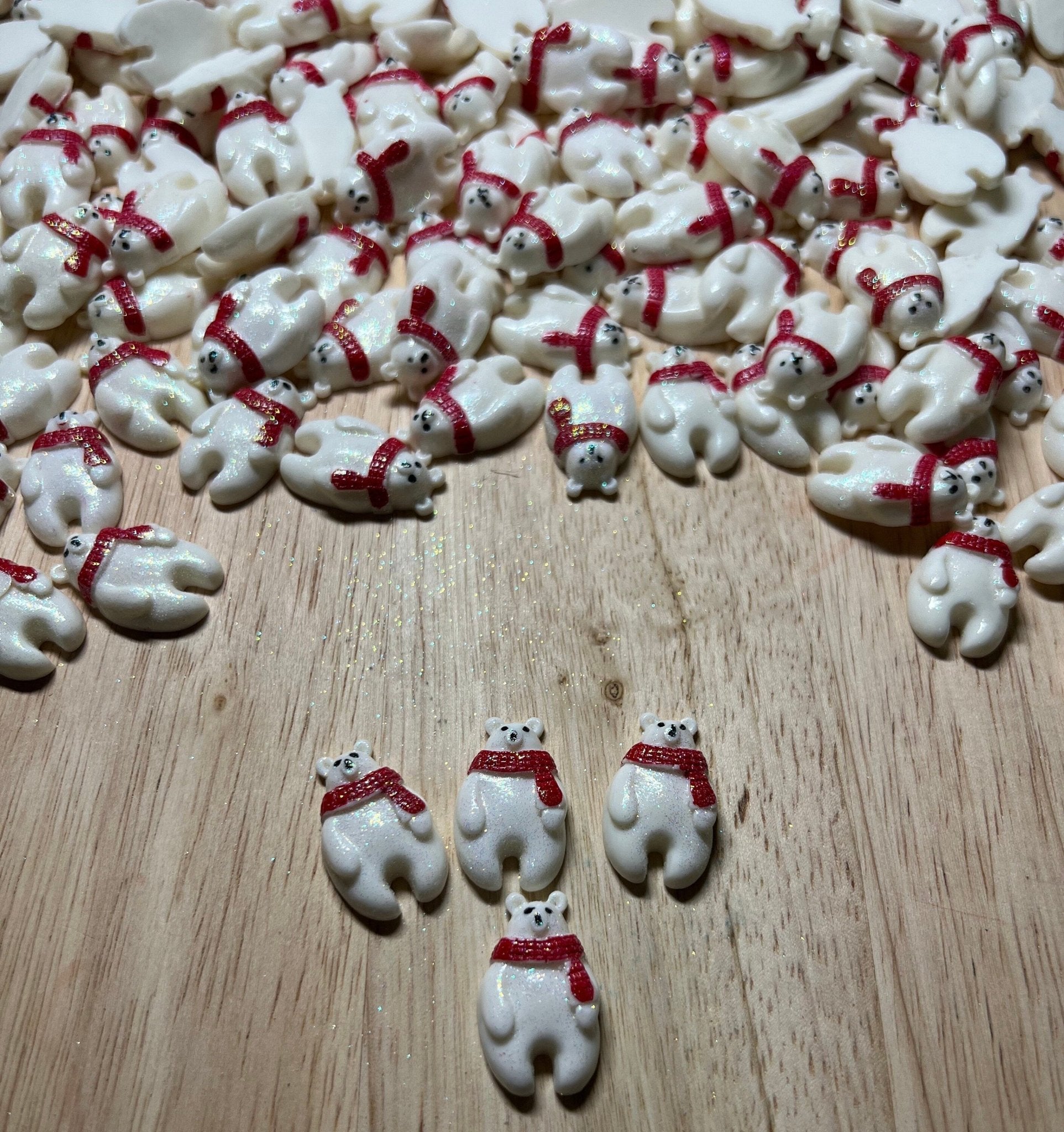 Miniature POLAR BEAR Trinkets - Arctic Theme Mini Objects - Winter Theme Trinkets - Doodads - Winter Animal Theme Objects - Speech and Smile