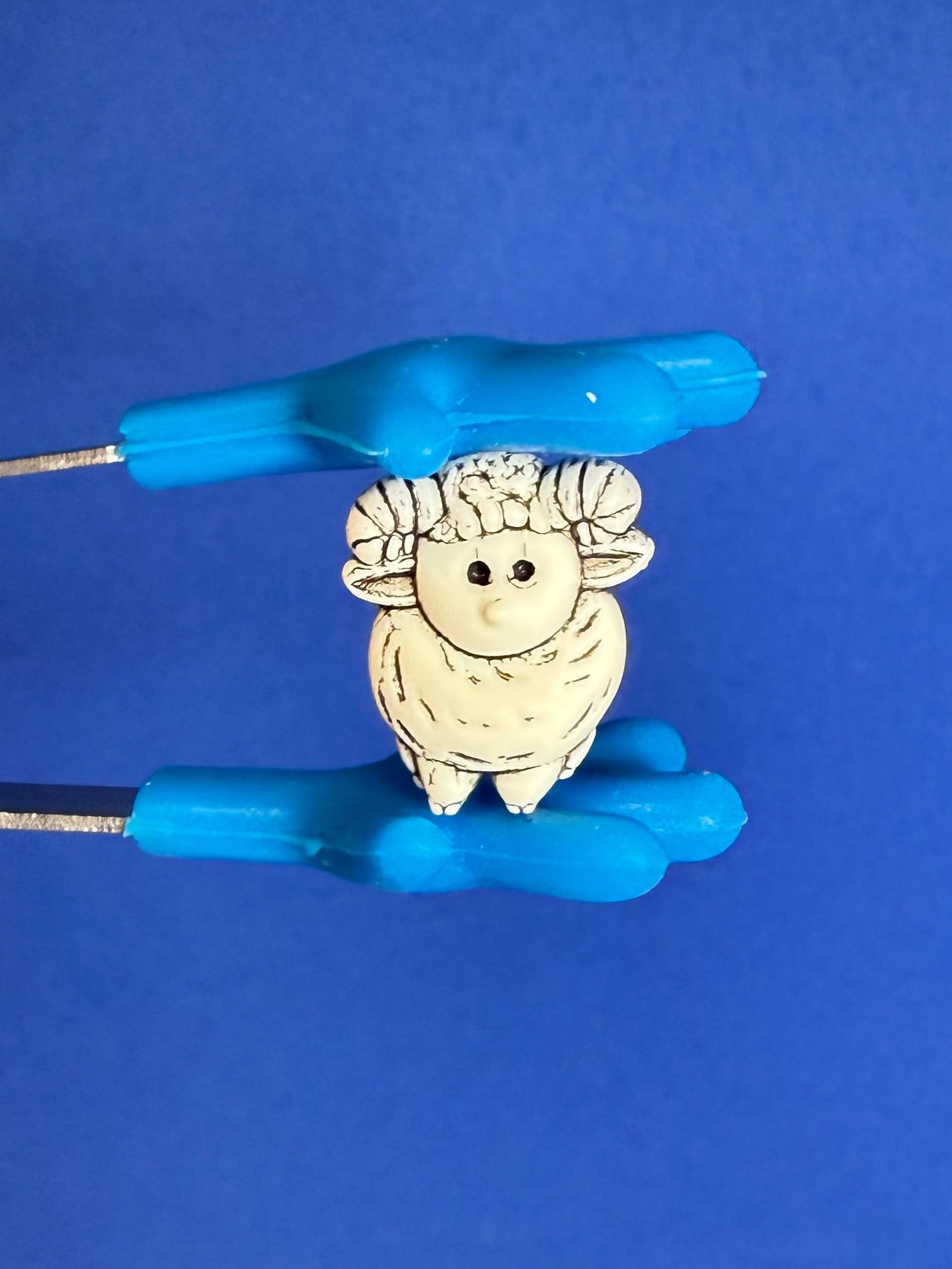 Miniature RAM Sheep Trinket Mountain Goat Mini Object - Ram Button - Speech and Smile
