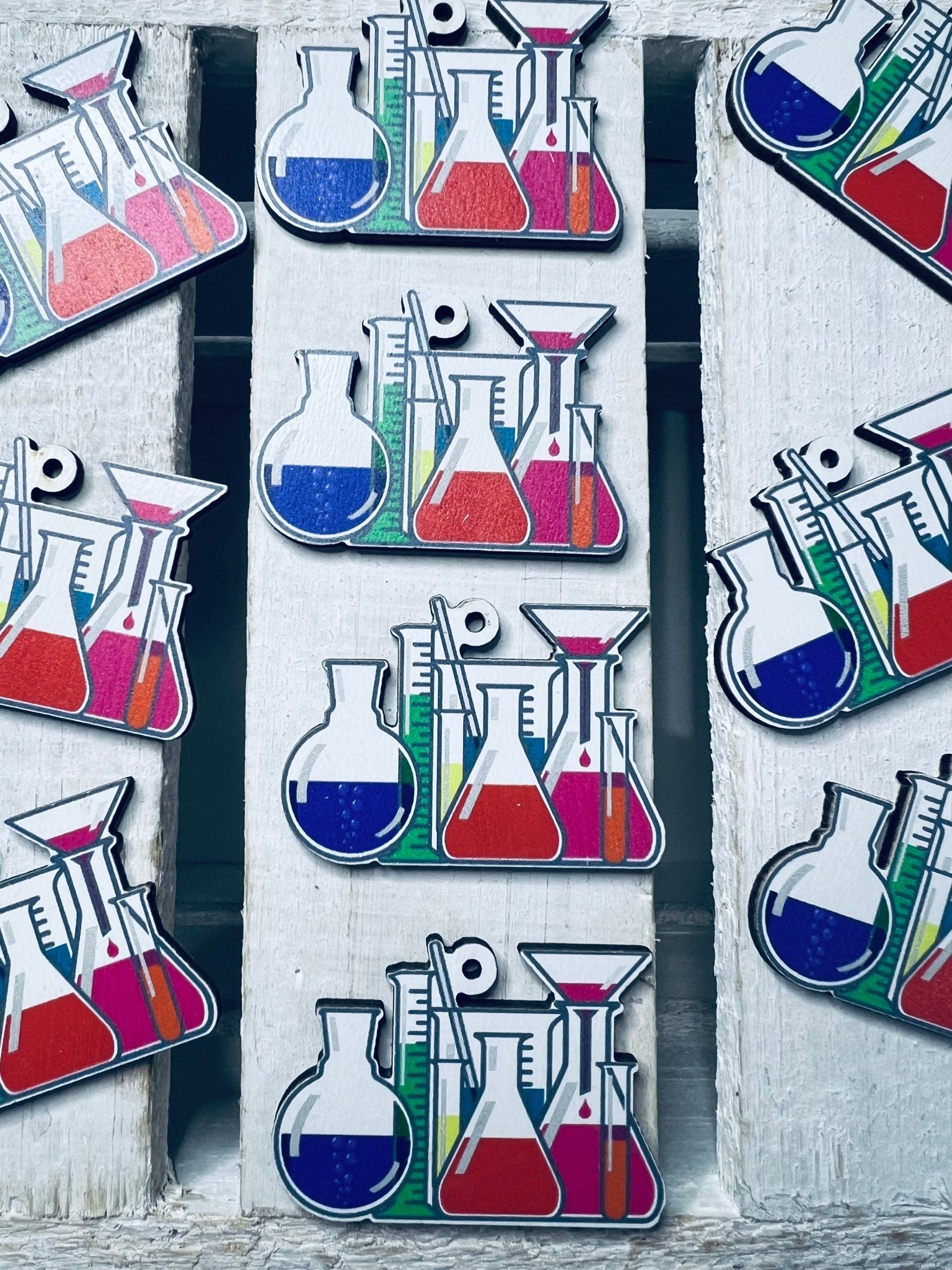 Miniature Science Object Printed on Wood Cutout Science Test Tube Trinkets Mini Objects for Speech Therapy Letter S Objects School Minis - Speech and Smile