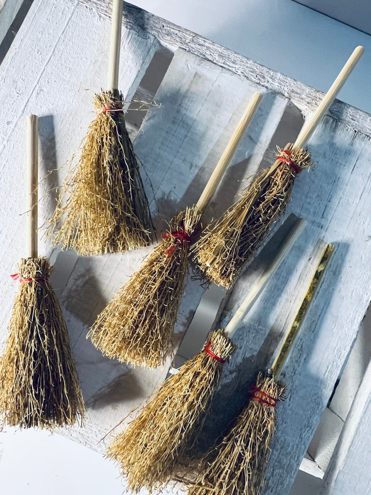 Miniature straw broom fall dollhouse mini cinnamon broom Fall Objects Speech Therapy Trinkets Doodads craft brooms - Speech and Smile