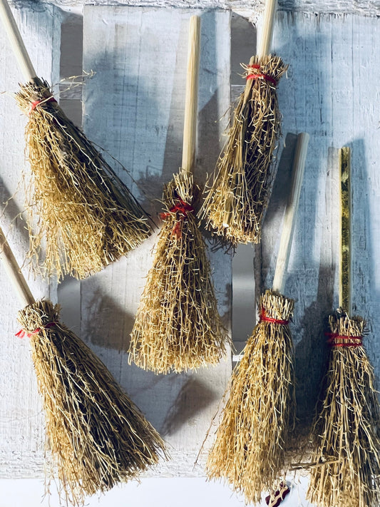 Miniature straw broom fall dollhouse mini cinnamon broom Fall Objects Speech Therapy Trinkets Doodads craft brooms - Speech and Smile