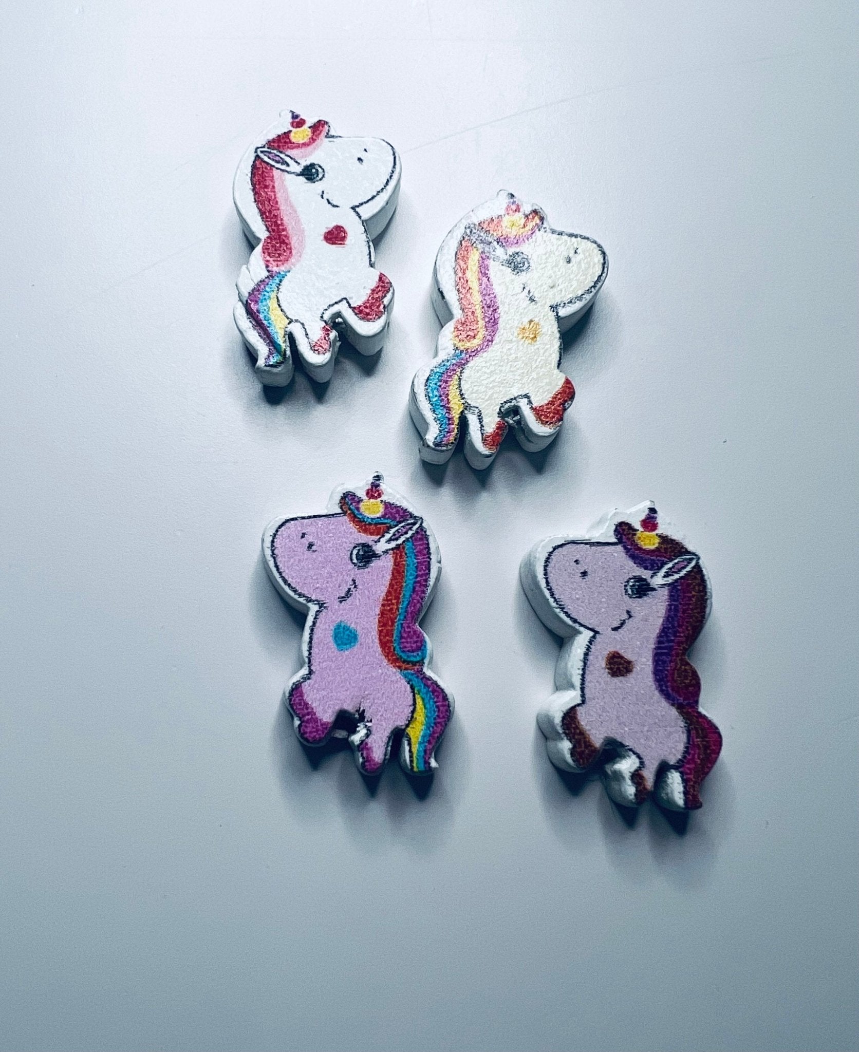 Miniature UNICORN Trinkets - Mini Objects - Doodads - Mystical Miniatures - Wood Unicorn Button - Fairytale Trinkets - Mini Objects for Speech Therapy - Speech and Smile