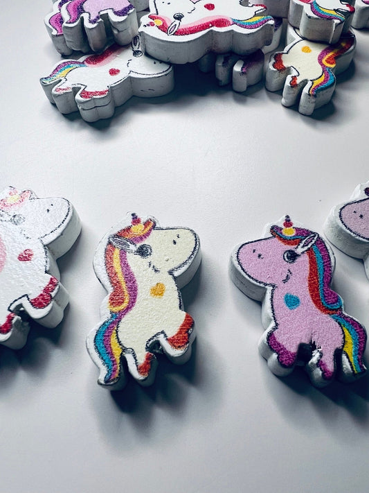 Miniature UNICORN Trinkets - Mini Objects - Doodads - Mystical Miniatures - Wood Unicorn Button - Fairytale Trinkets - Mini Objects for Speech Therapy - Speech and Smile