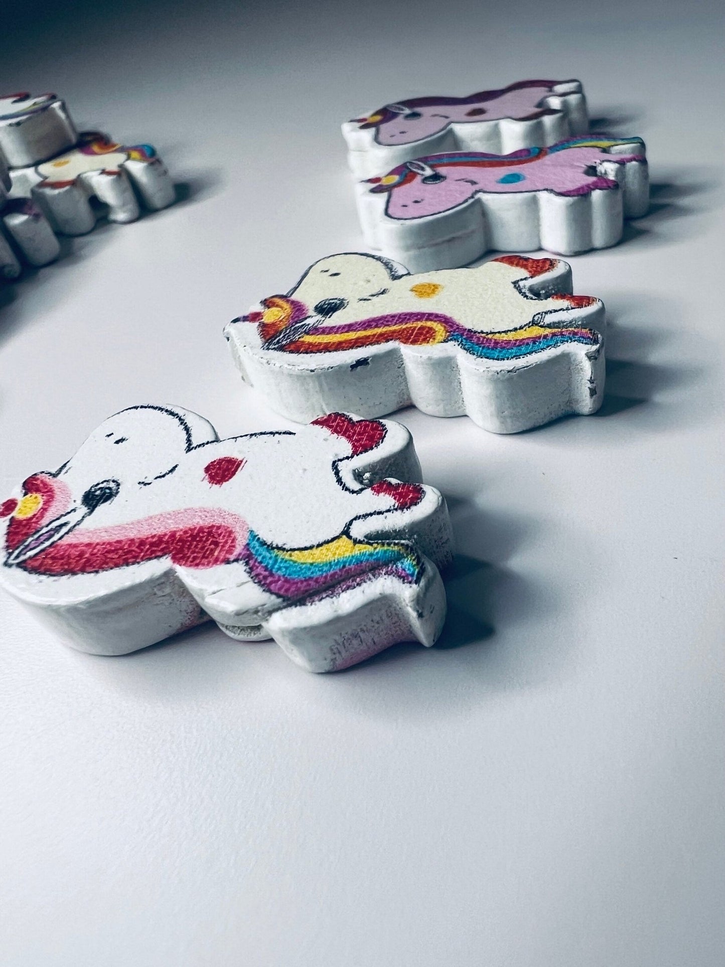 Miniature UNICORN Trinkets - Mini Objects - Doodads - Mystical Miniatures - Wood Unicorn Button - Fairytale Trinkets - Mini Objects for Speech Therapy - Speech and Smile
